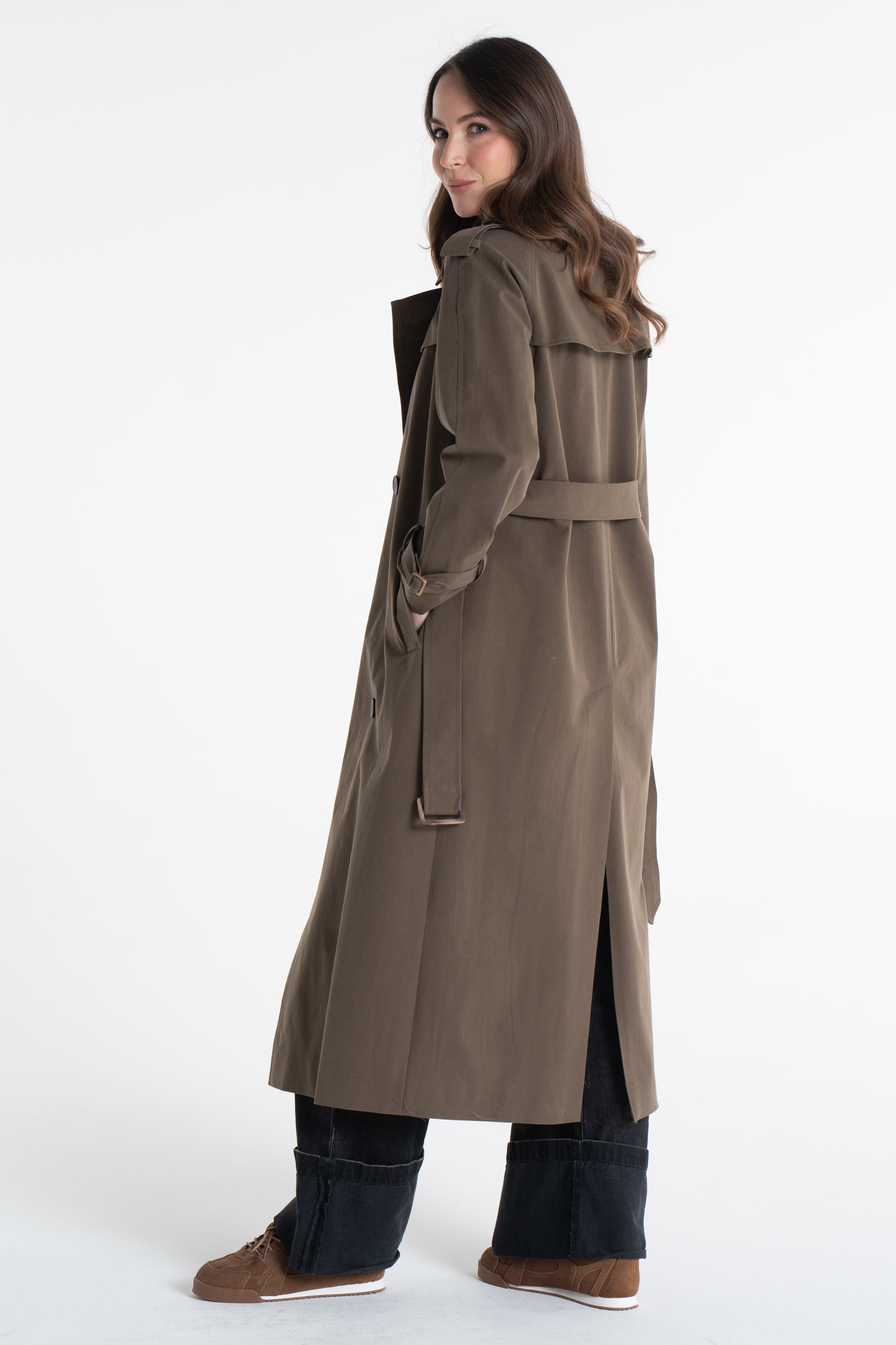 Trencz ADRIANNA maxi oliwkowy