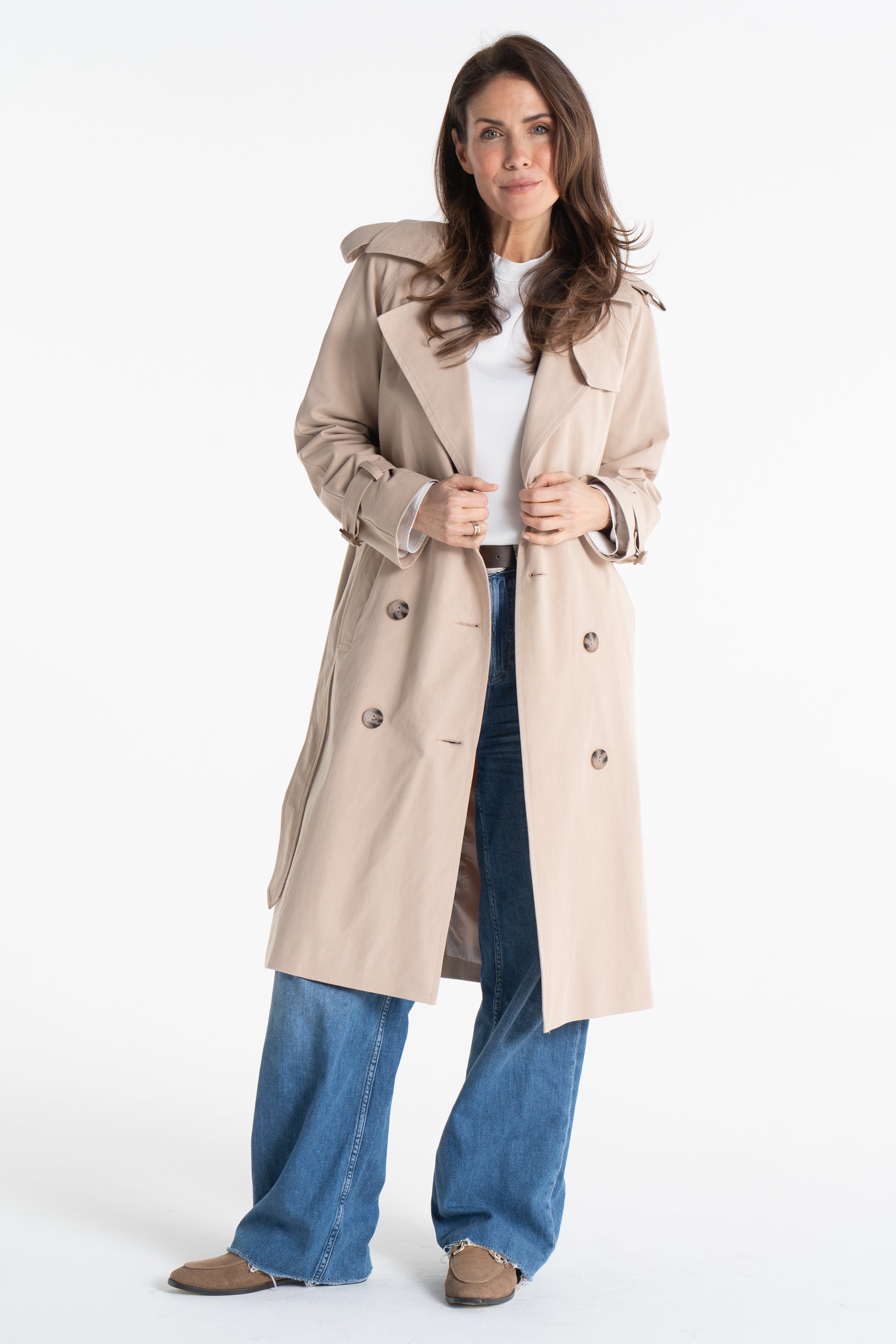 Trencz ADRIANNA midi beżowy