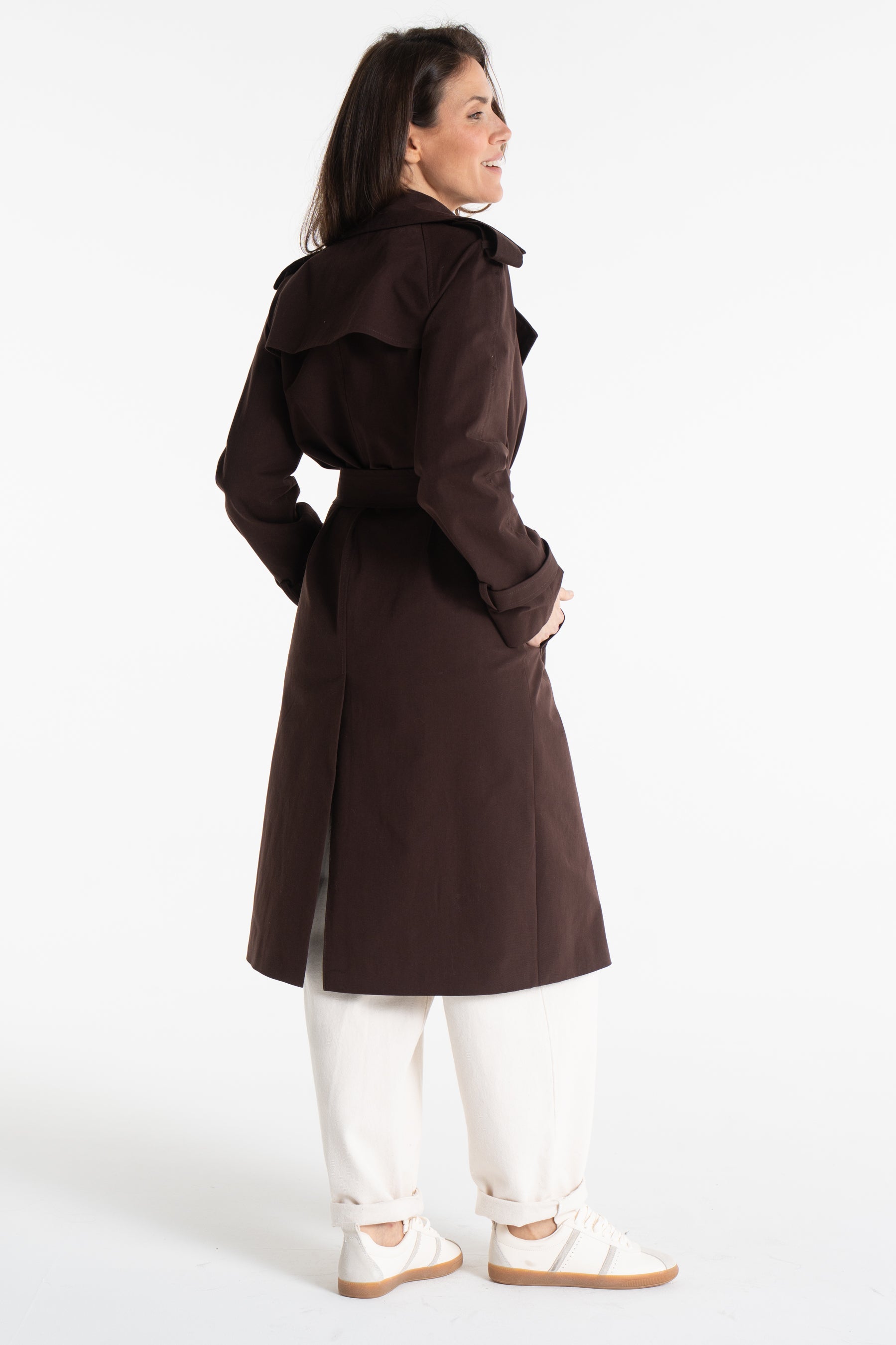 Trencz ADRIANNA midi ciemna czekolada