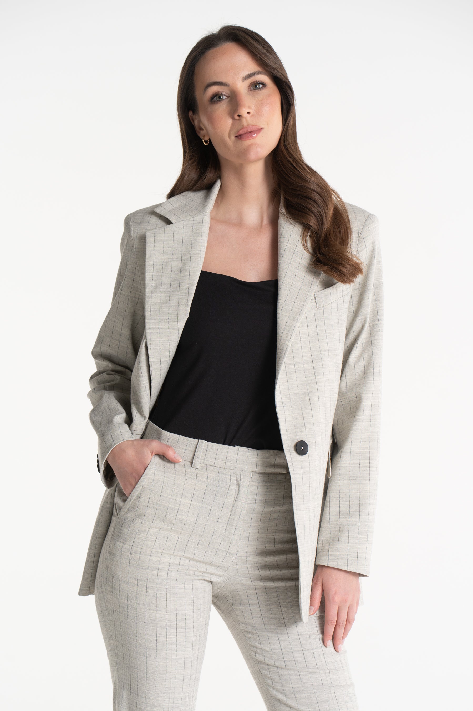 Spodnie BERTA beżowe w paski