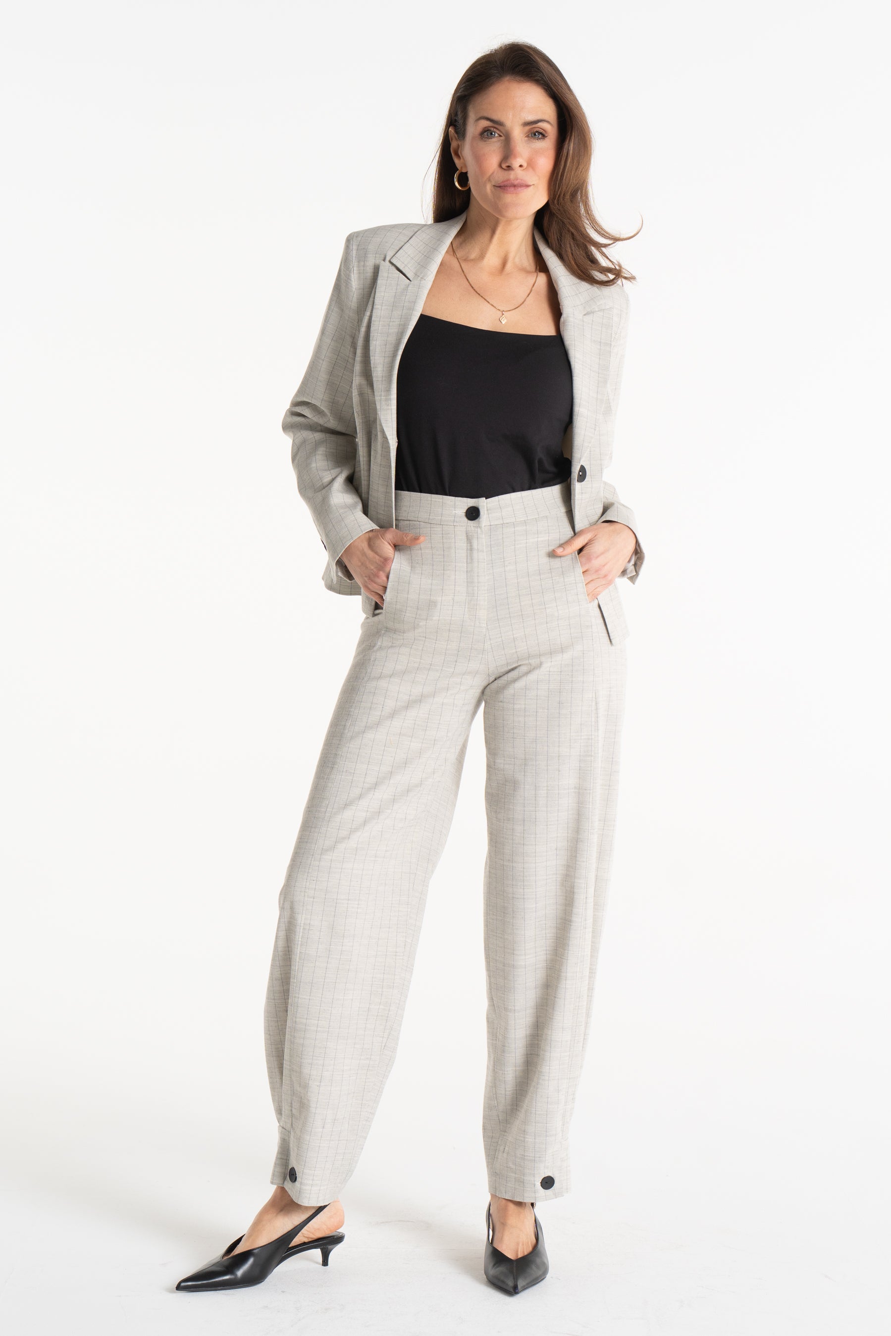 Spodnie ROMA beżowe w paski