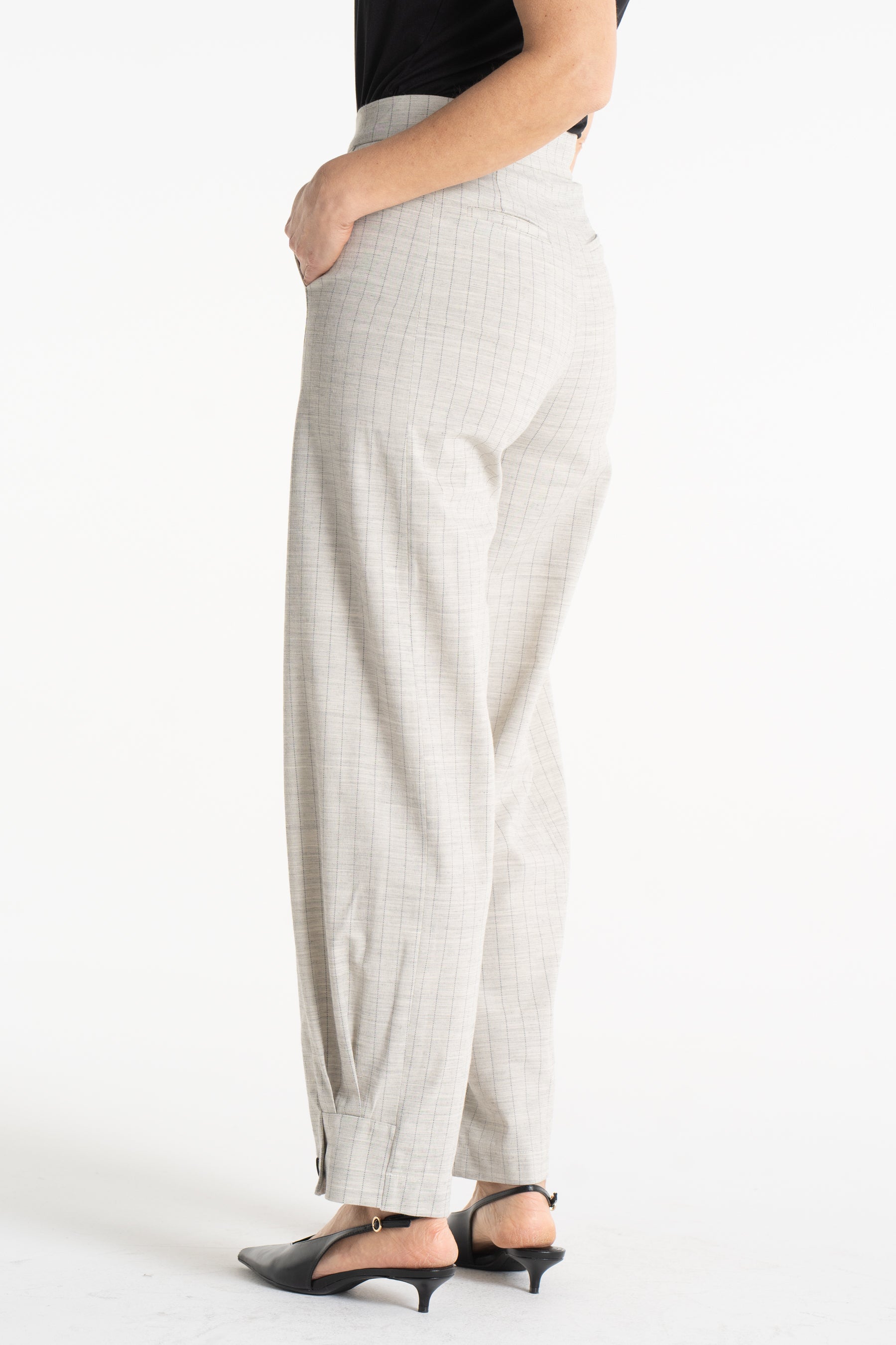 Spodnie ROMA beżowe w paski