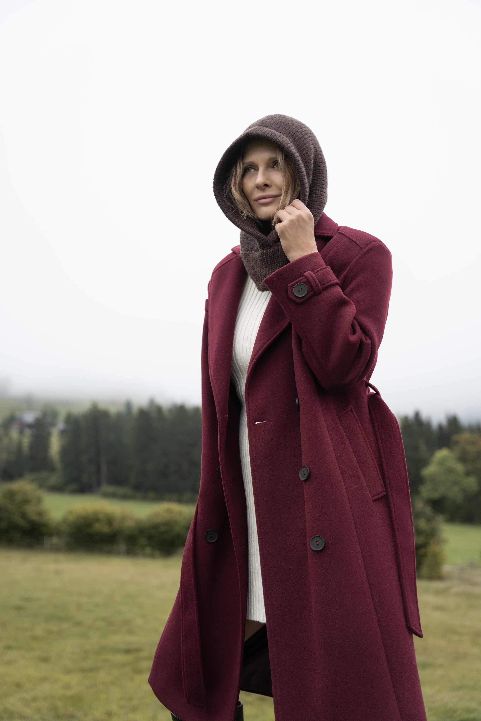 MALWINA midi coat burgundy