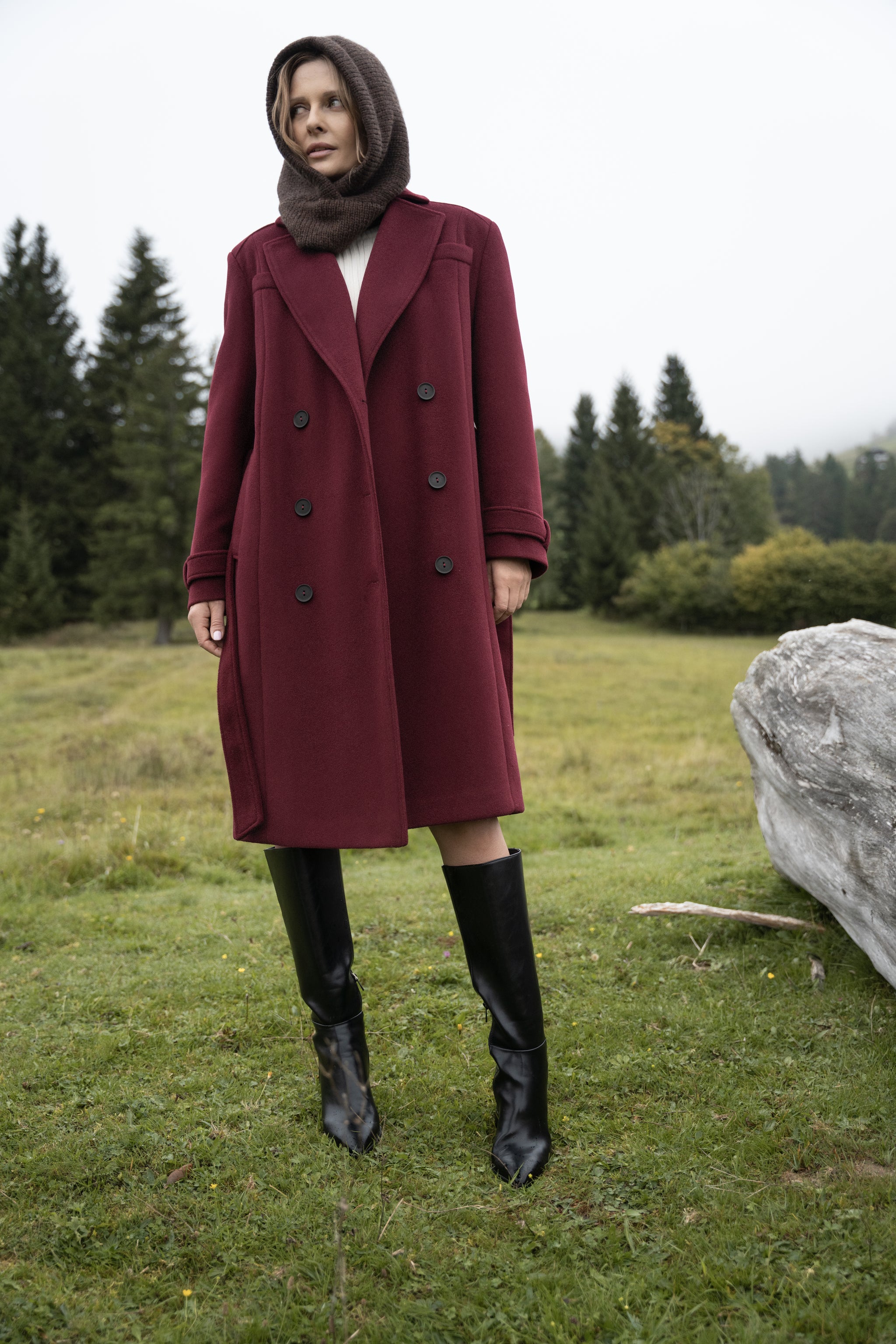 MALWINA midi coat burgundy
