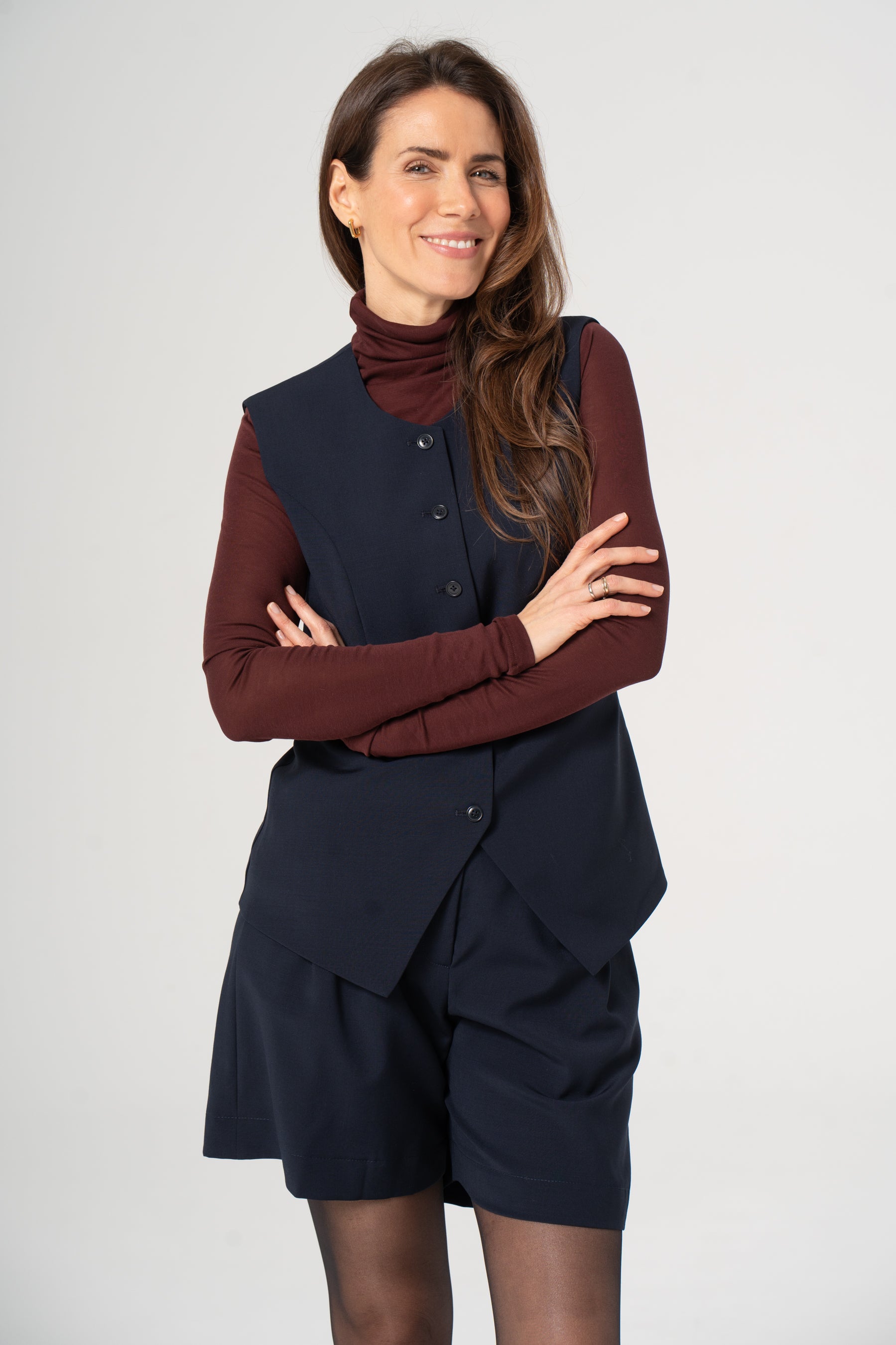 DEBORA navy wool vest