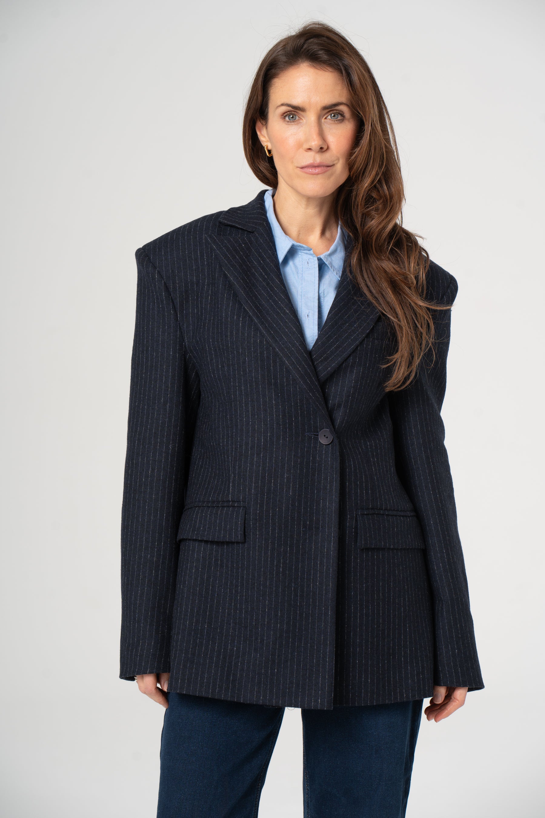 Wool Blazer ERNESTA Navy Stripes