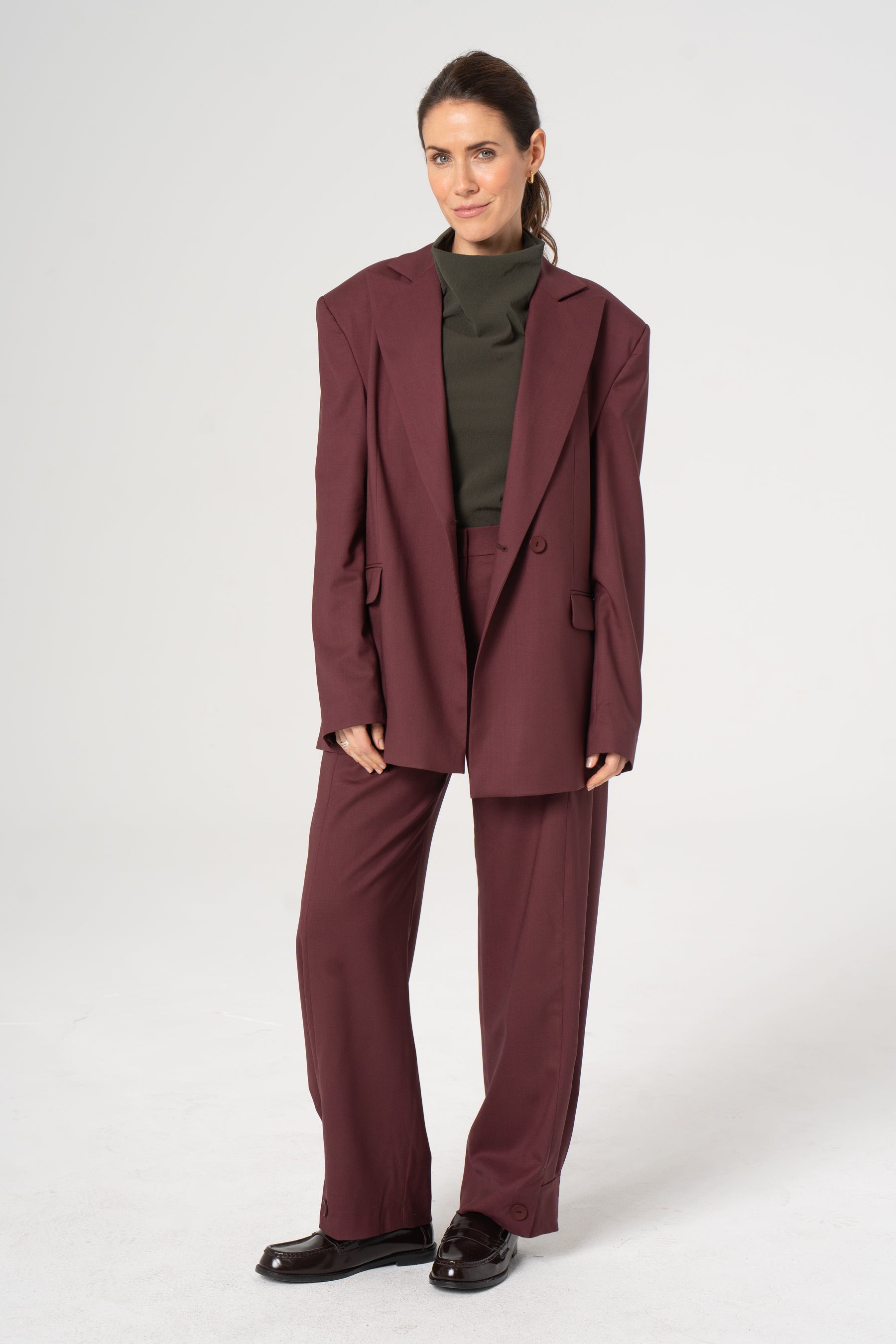 ROMA wool trousers burgundy