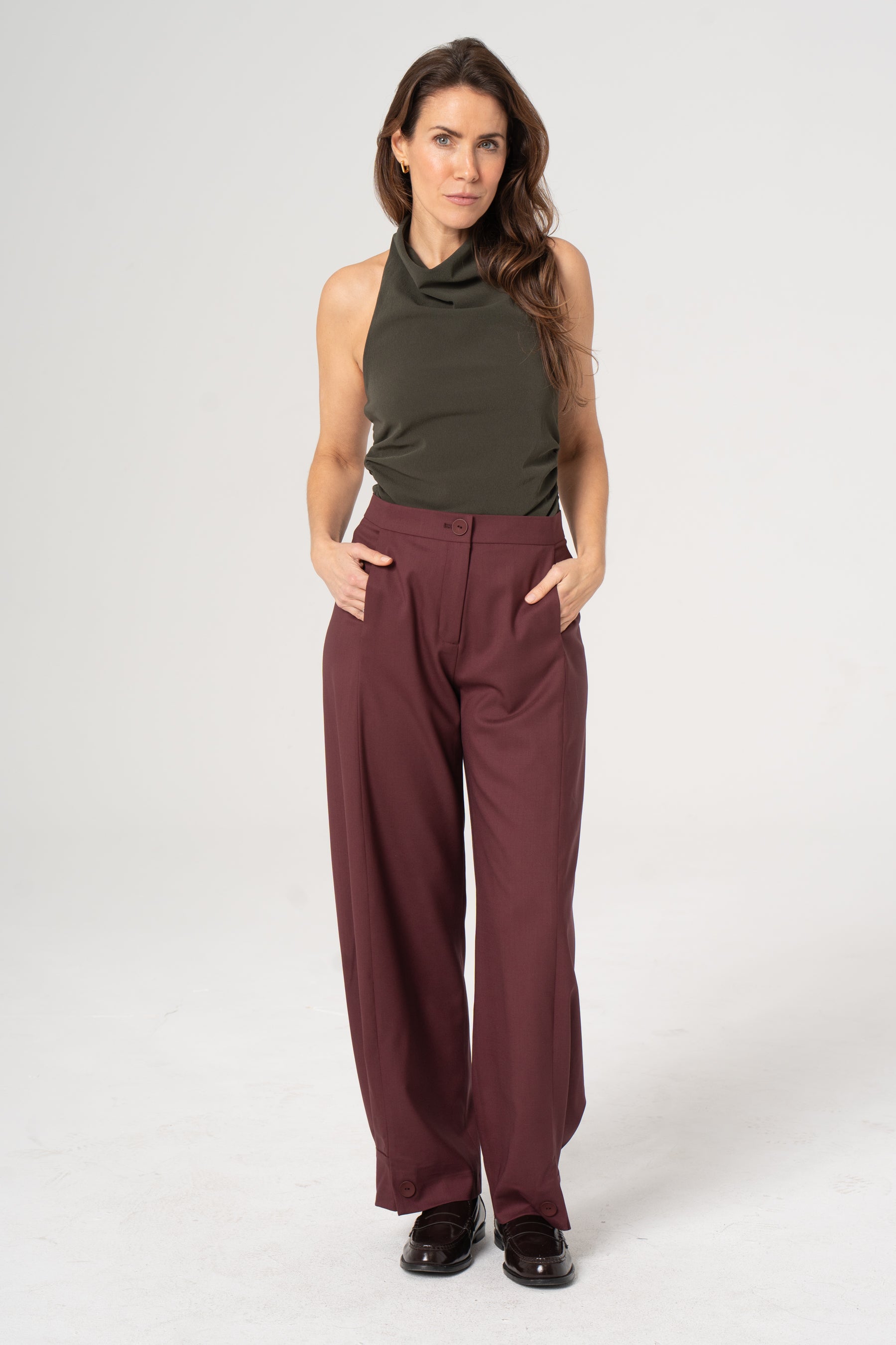 ROMA wool trousers burgundy