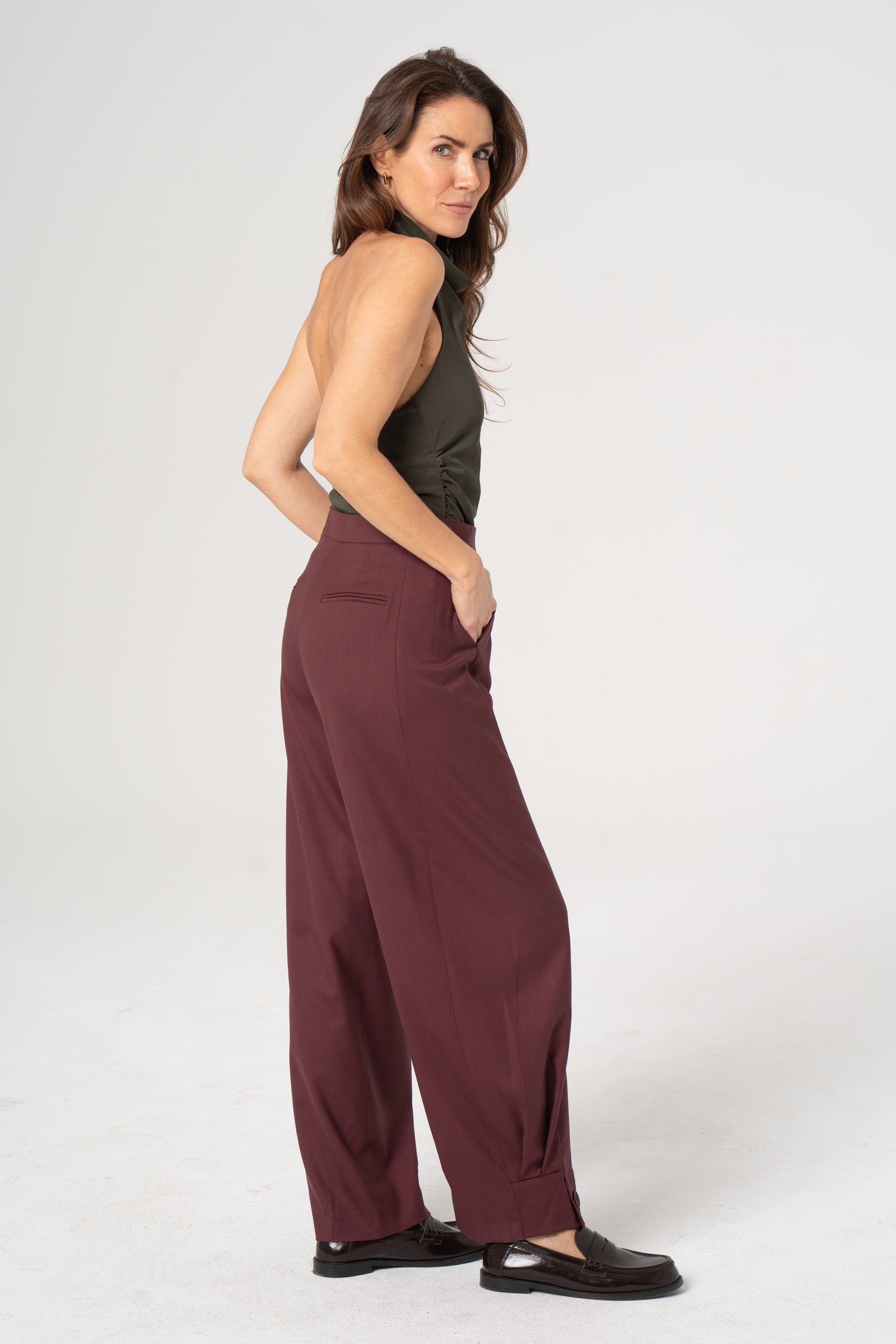 ROMA wool trousers burgundy