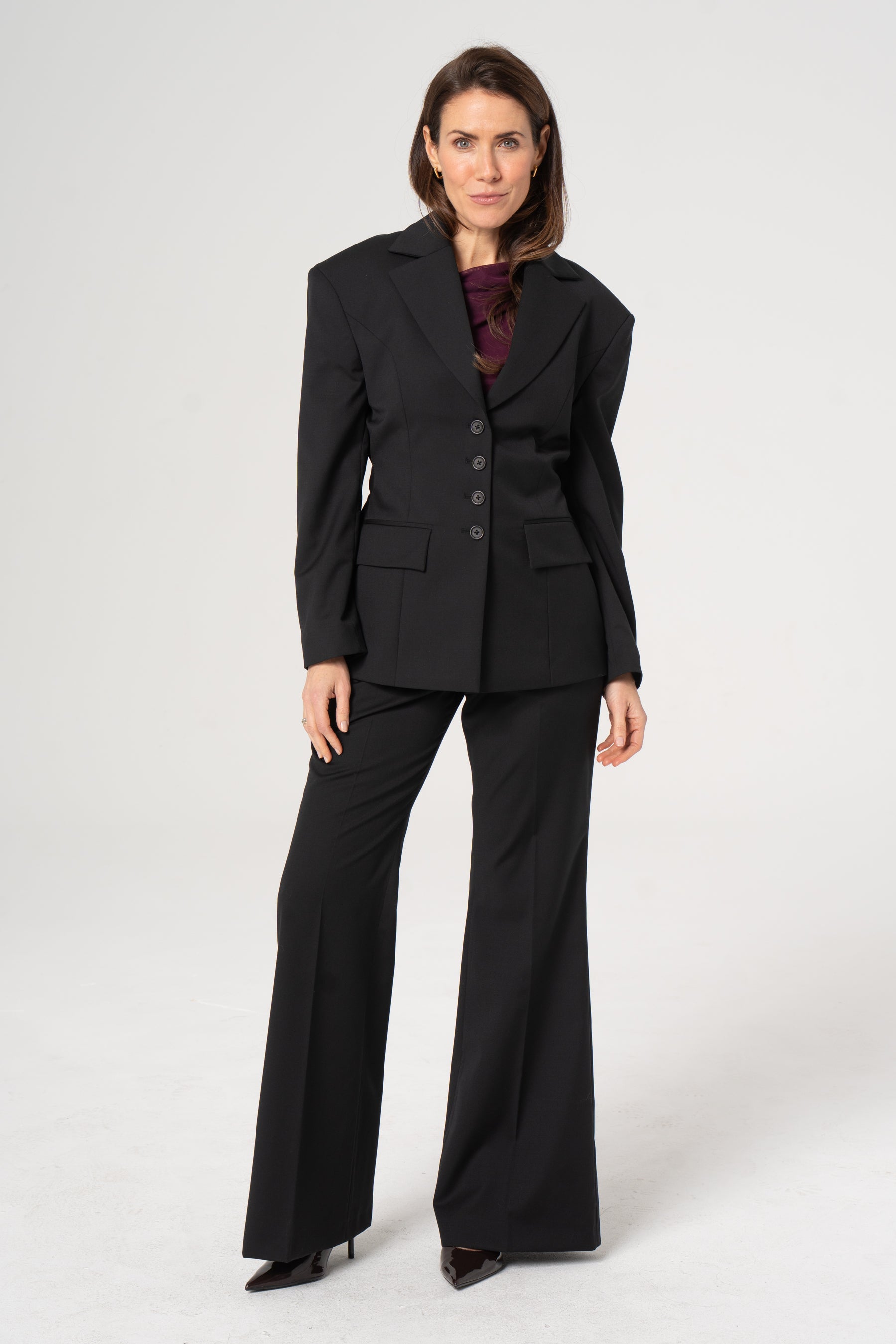 BERTA black wool trousers