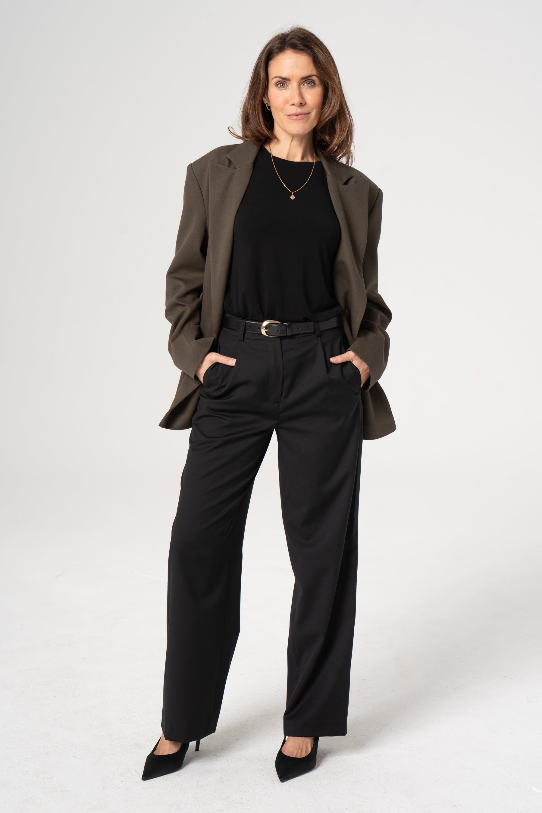 EWELINA black wool trousers