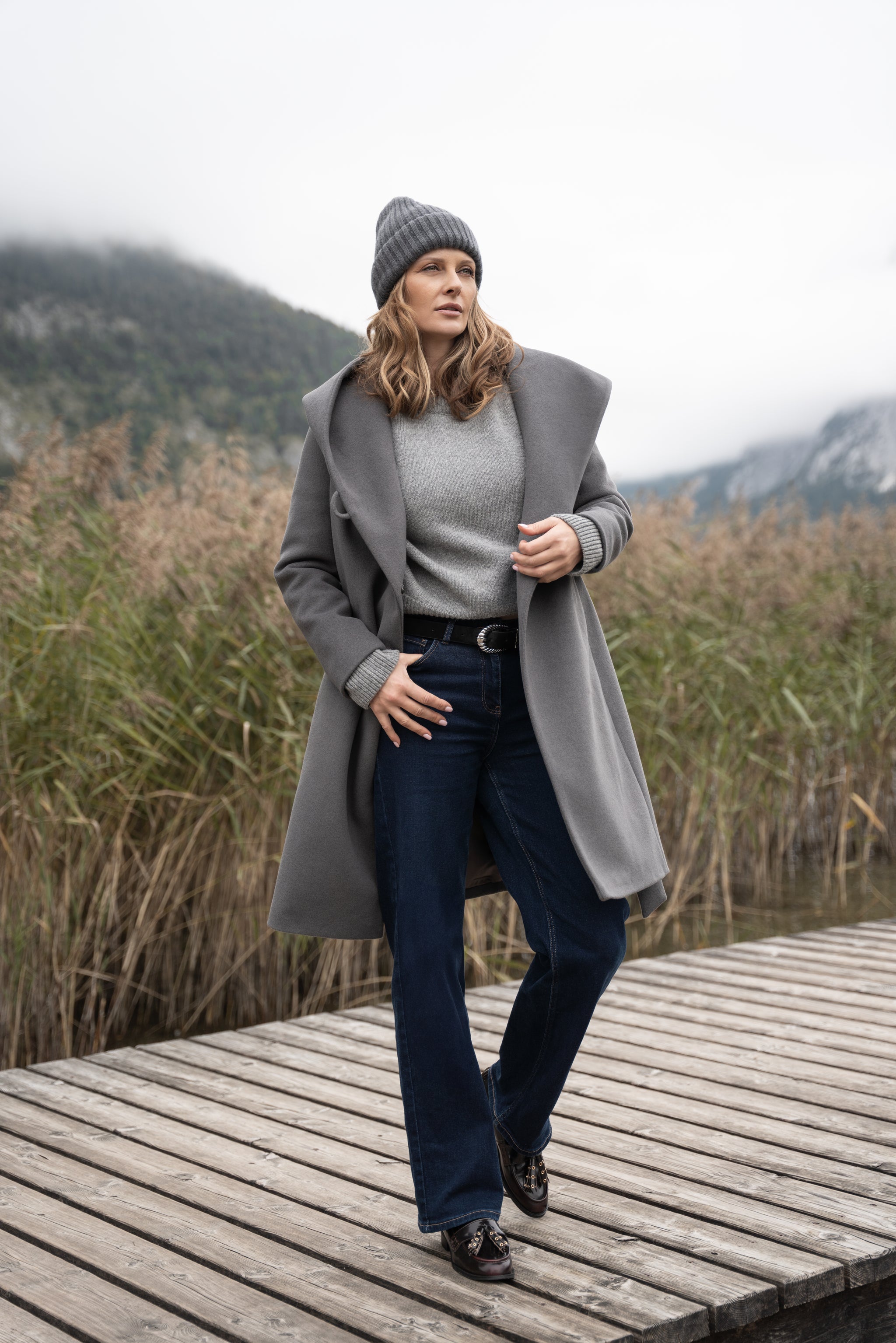NOELIA midi coat gray