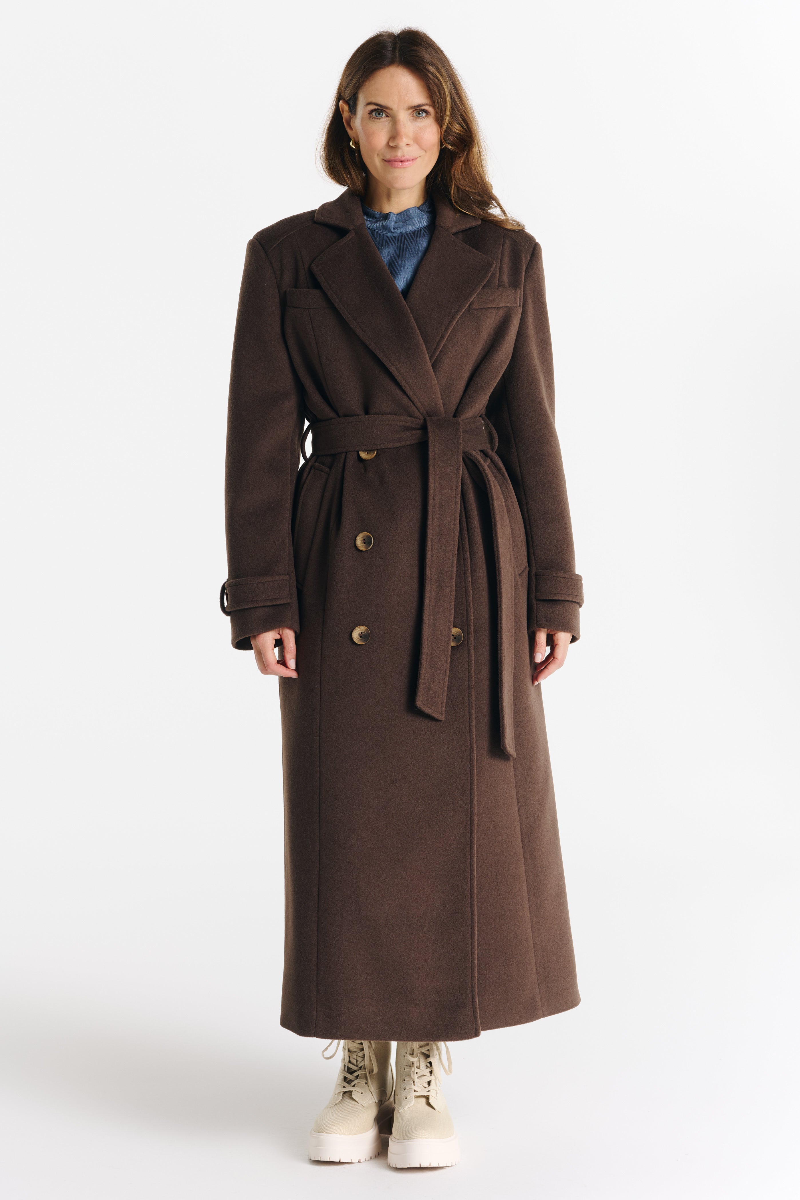 MALWINA maxi coat chocolate