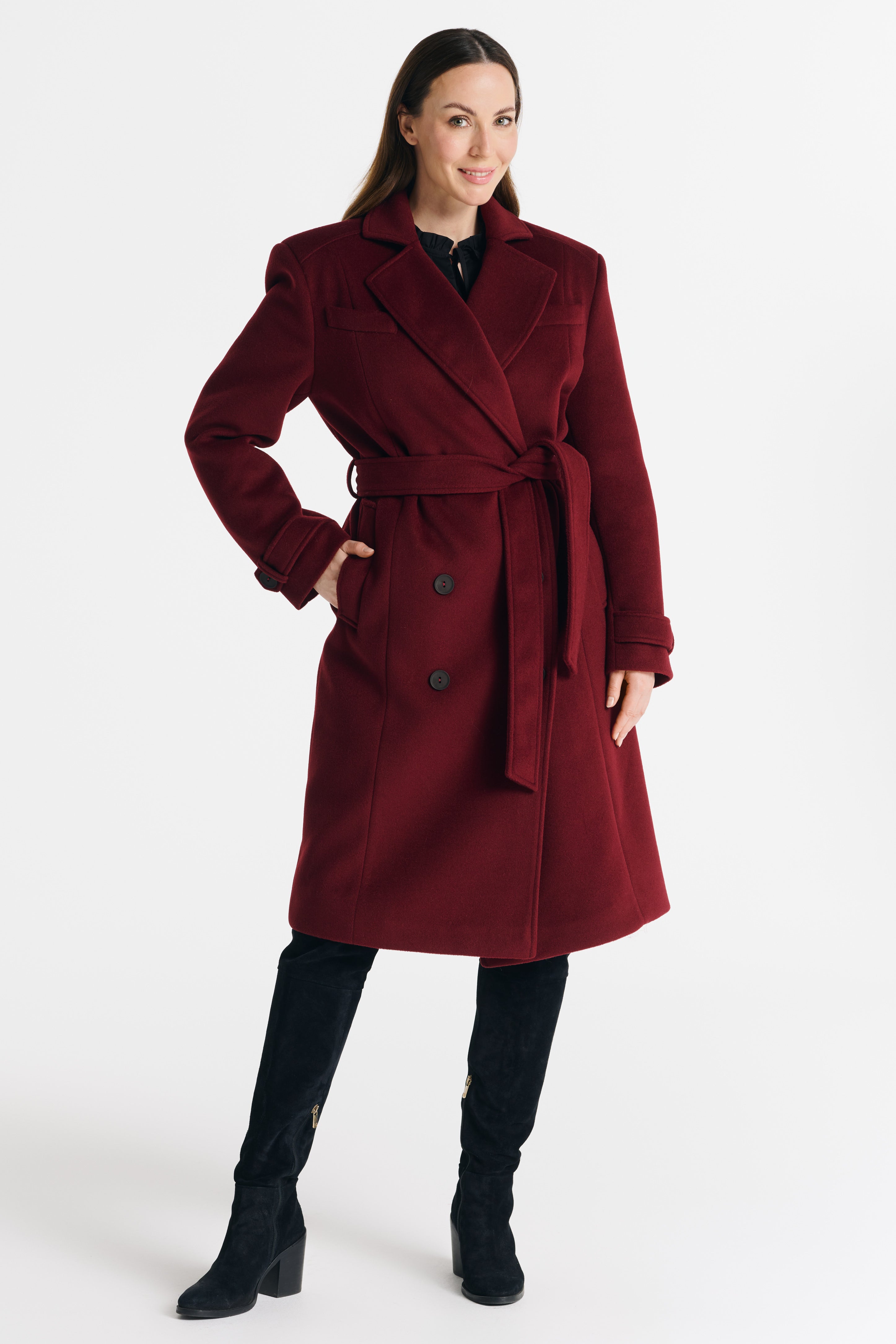 MALWINA midi coat burgundy