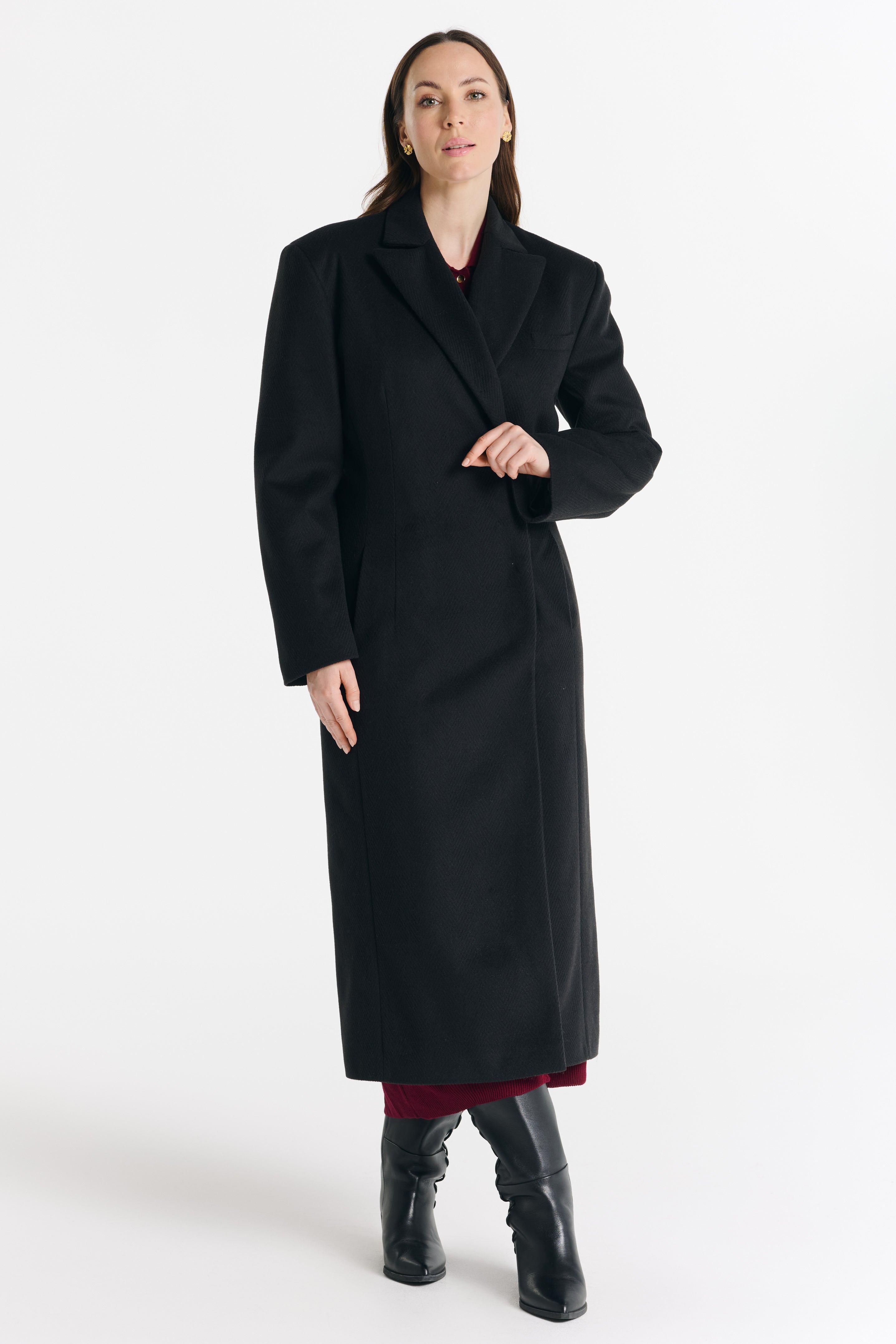 FRANKIE coat black herringbone