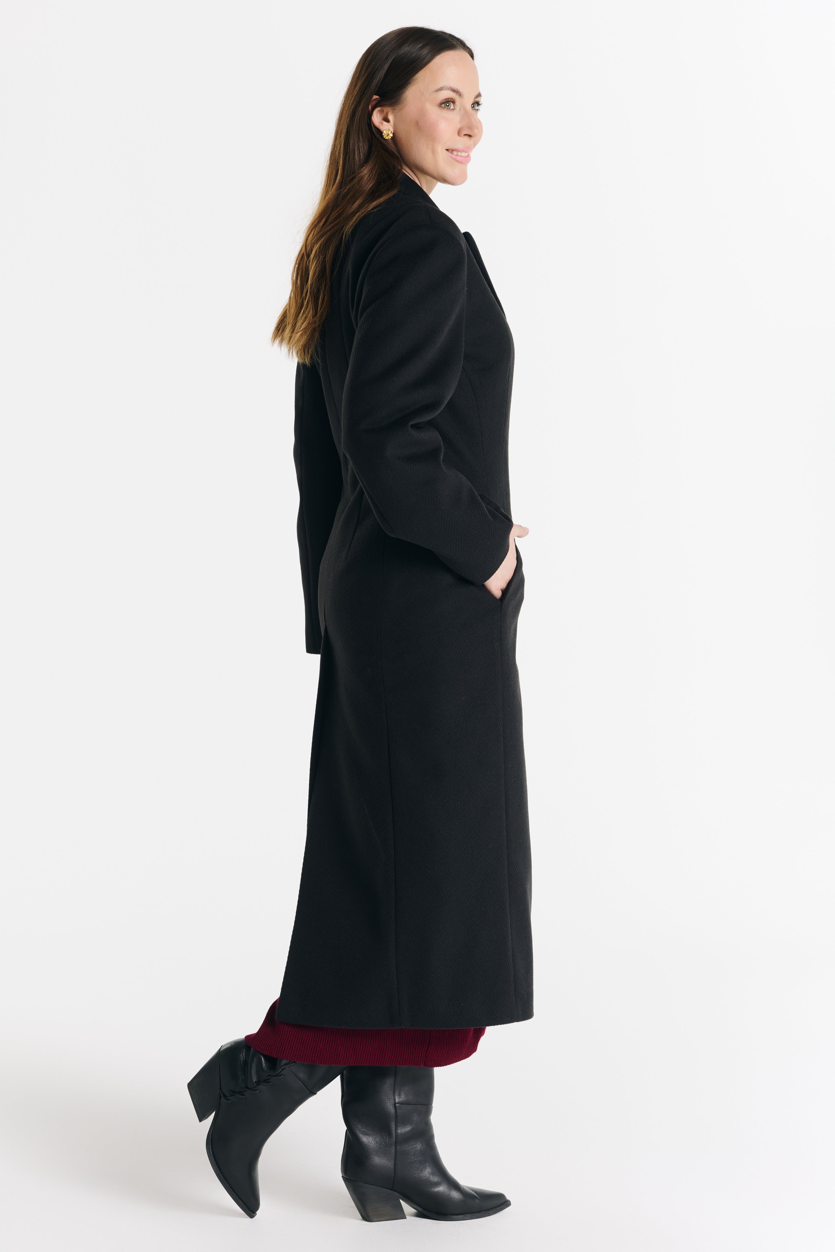 FRANKIE coat black herringbone