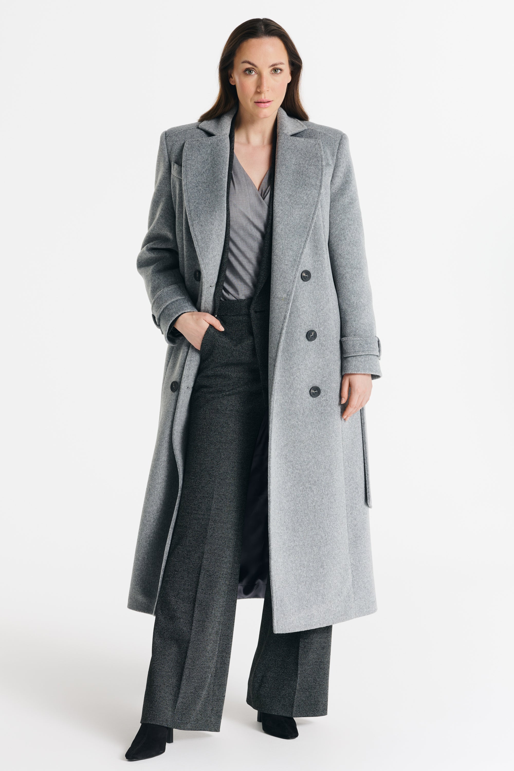 MALWINA maxi coat melange gray