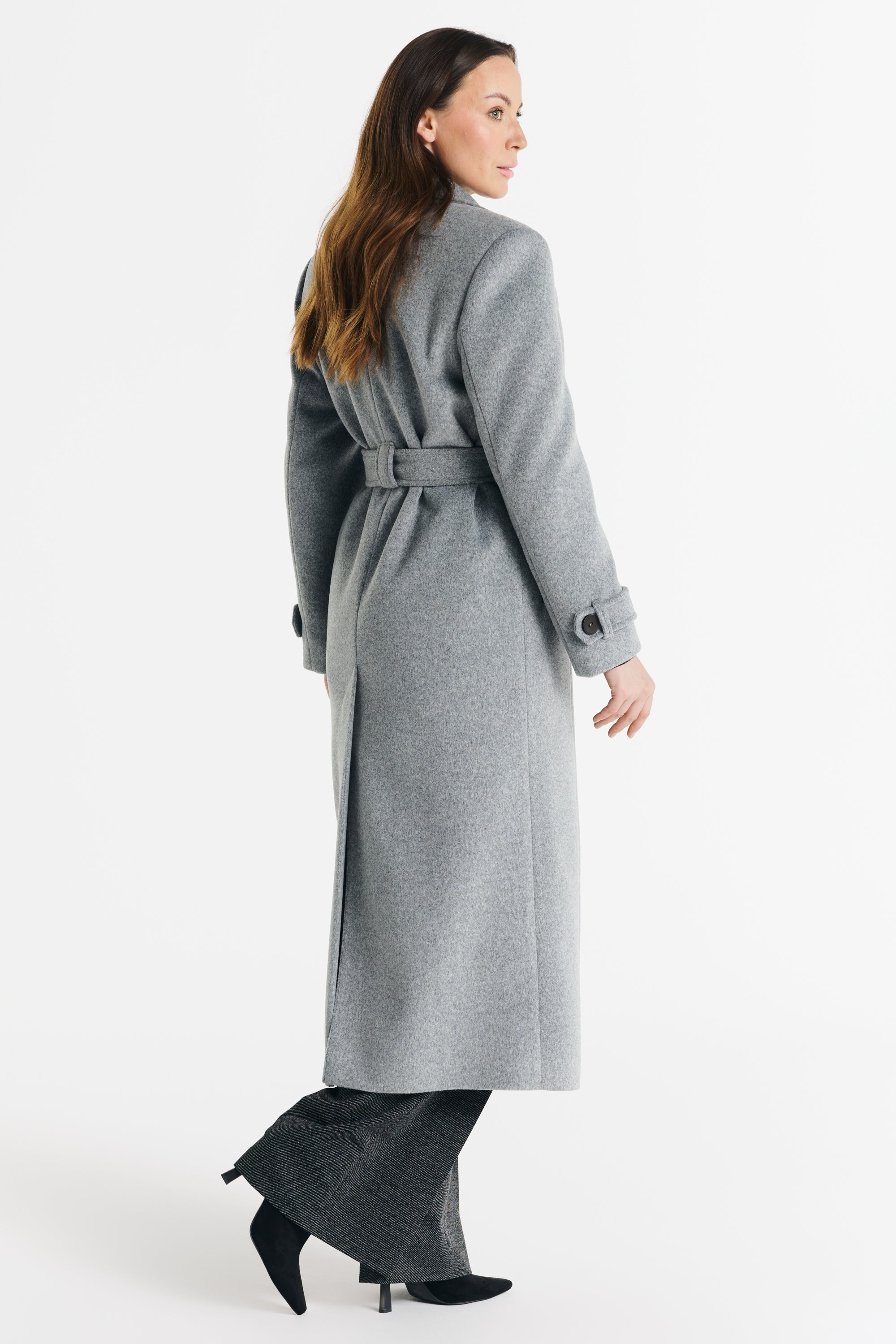 MALWINA maxi coat melange gray