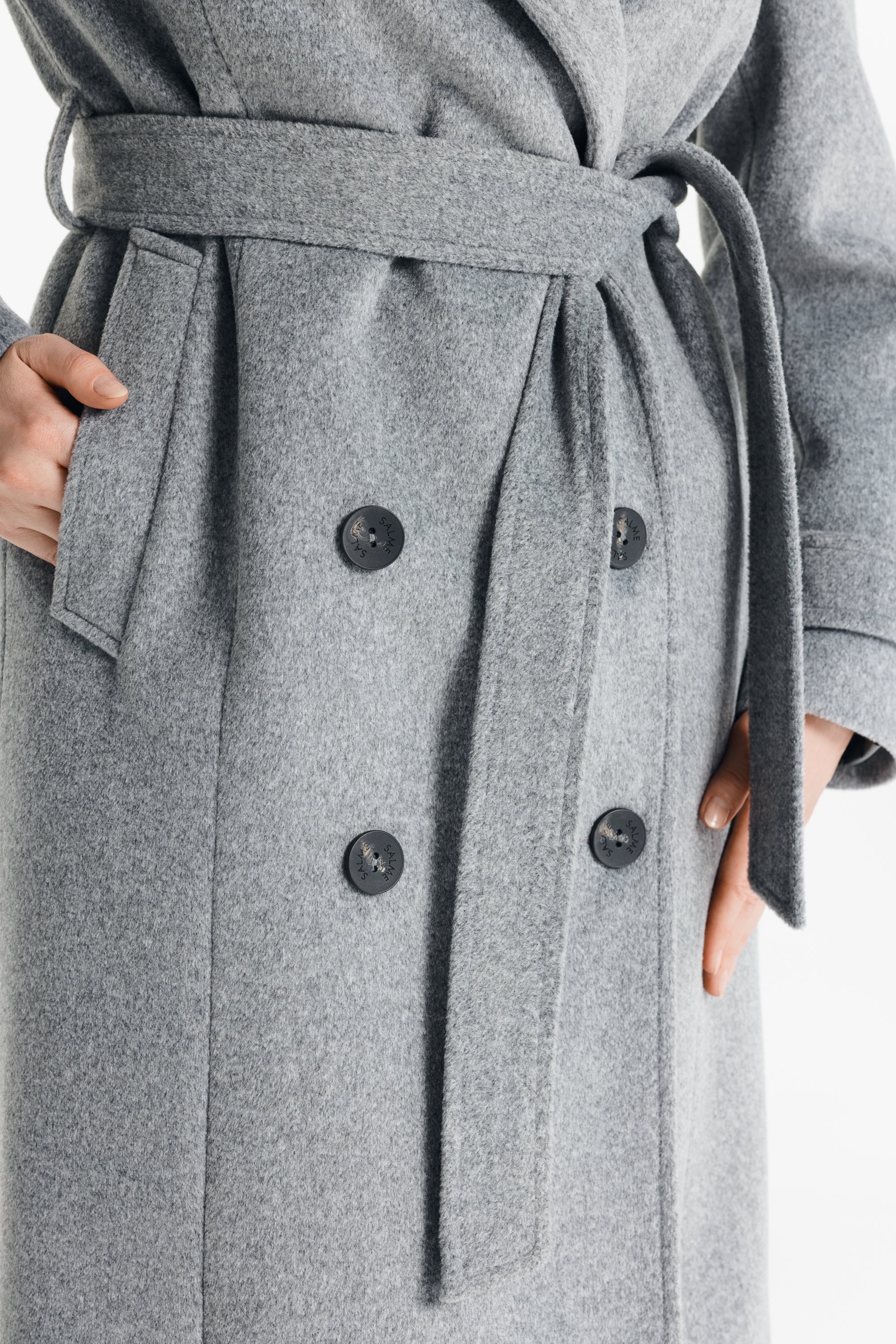 MALWINA maxi coat melange gray
