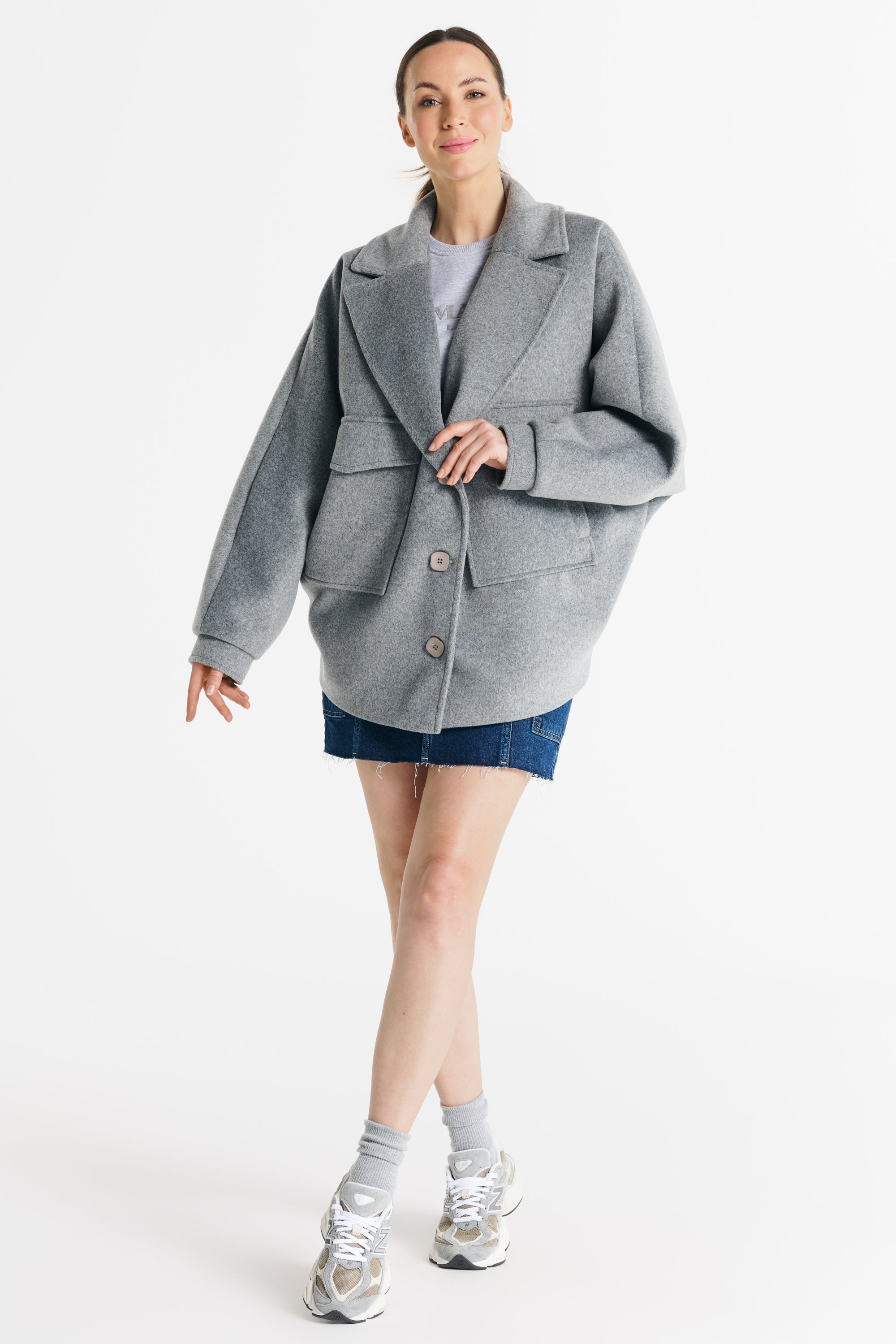 OMENA coat melange gray