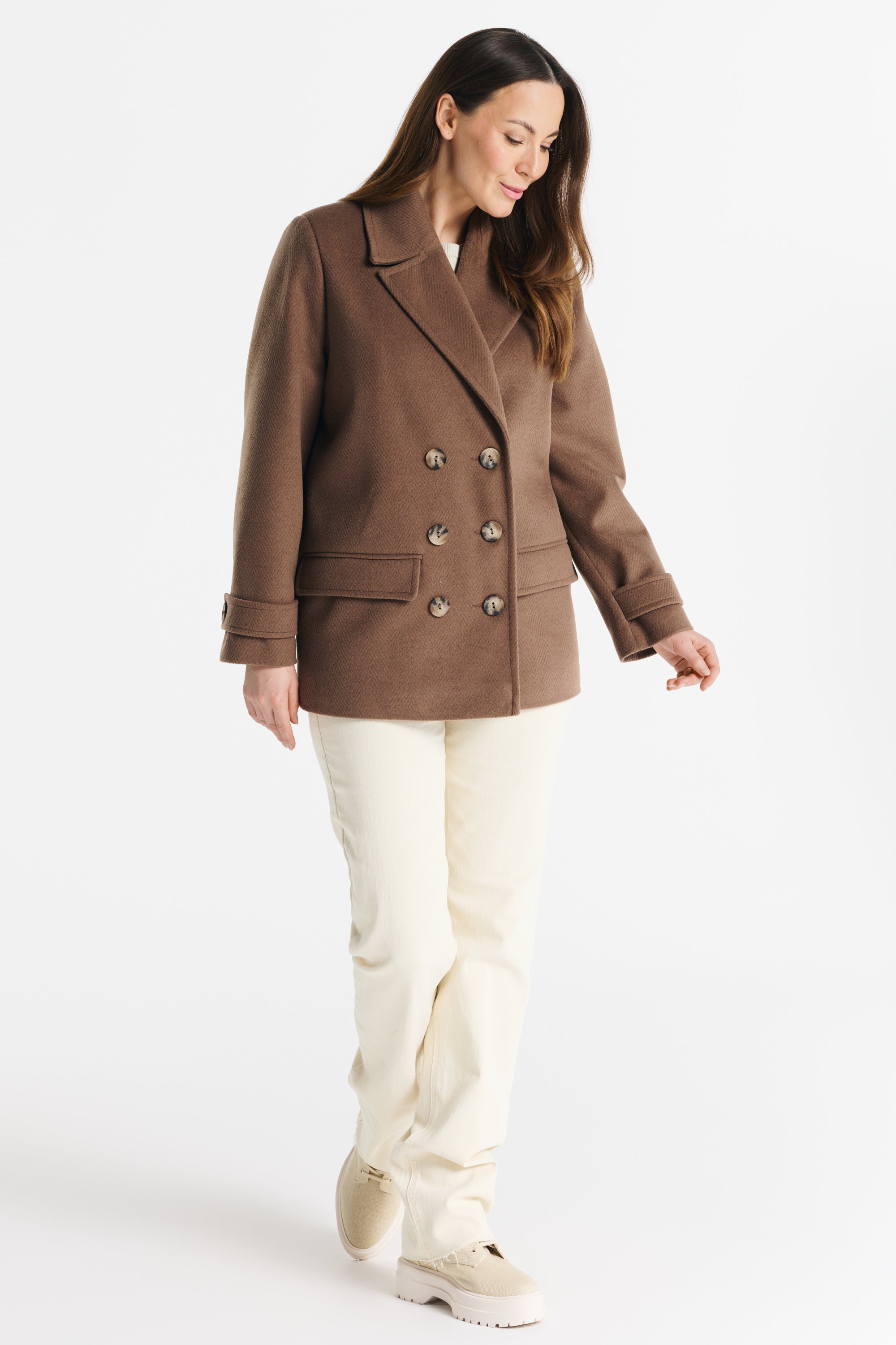 VIOLA light chocolate herringbone jacket