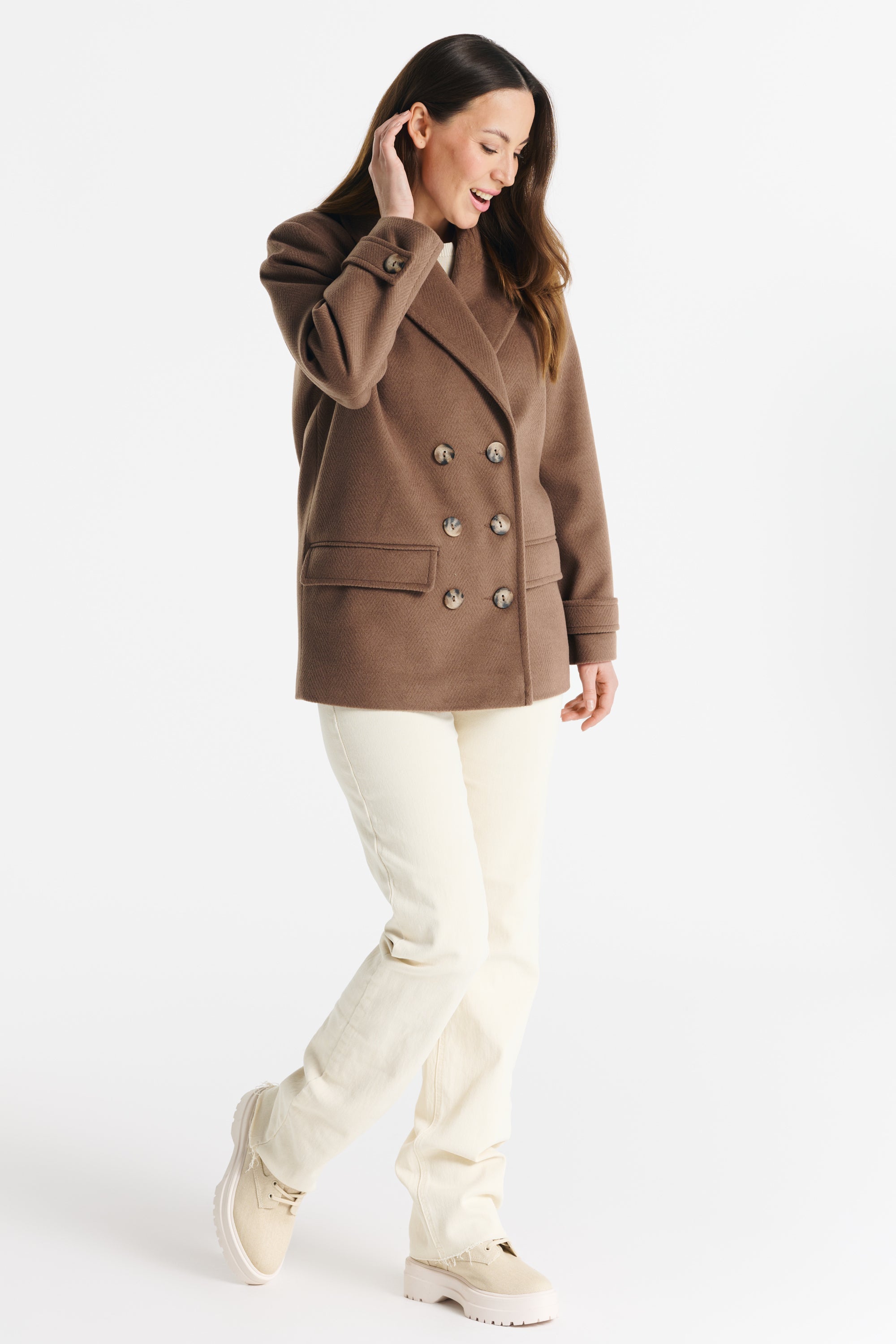 VIOLA light chocolate herringbone jacket