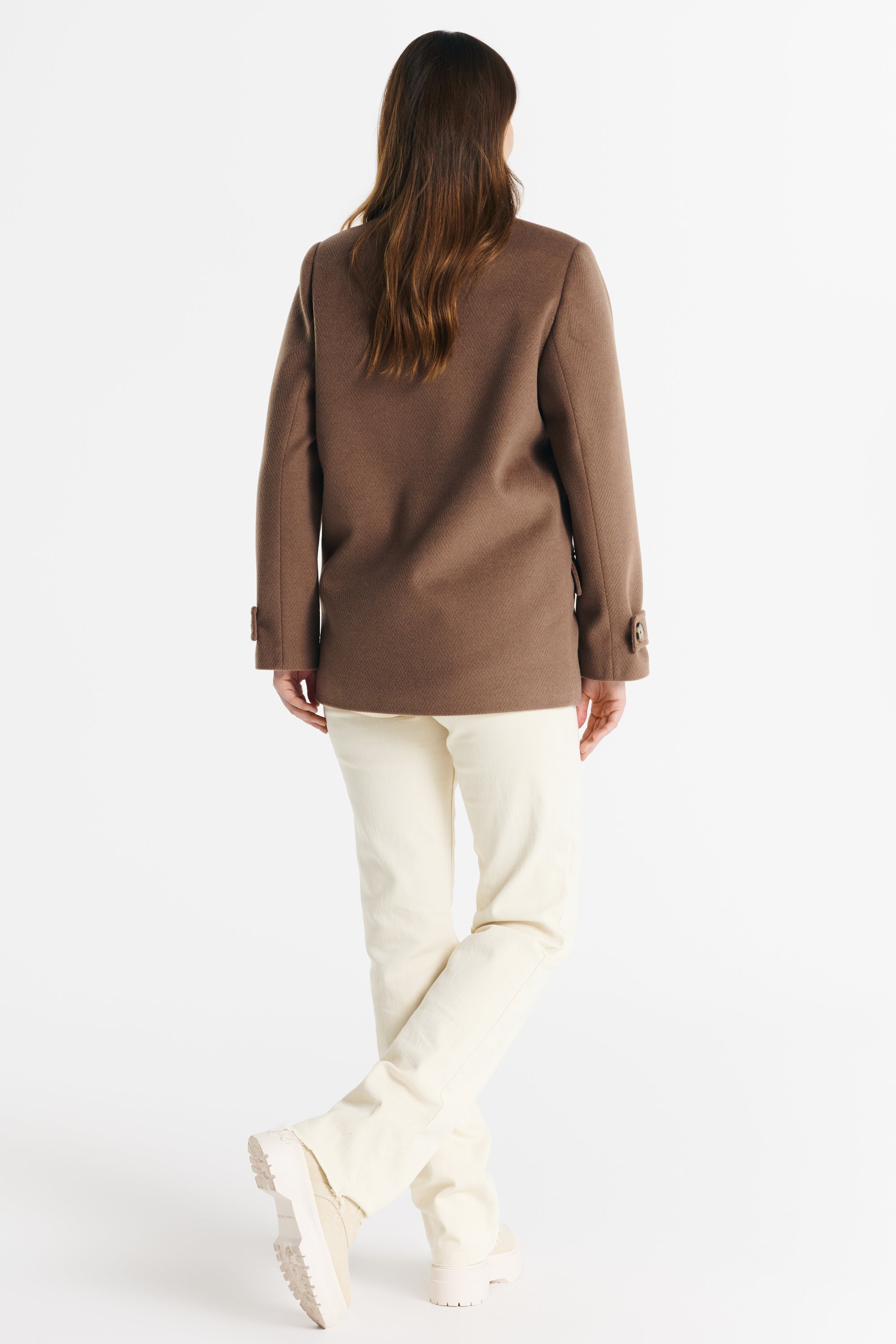 VIOLA light chocolate herringbone jacket
