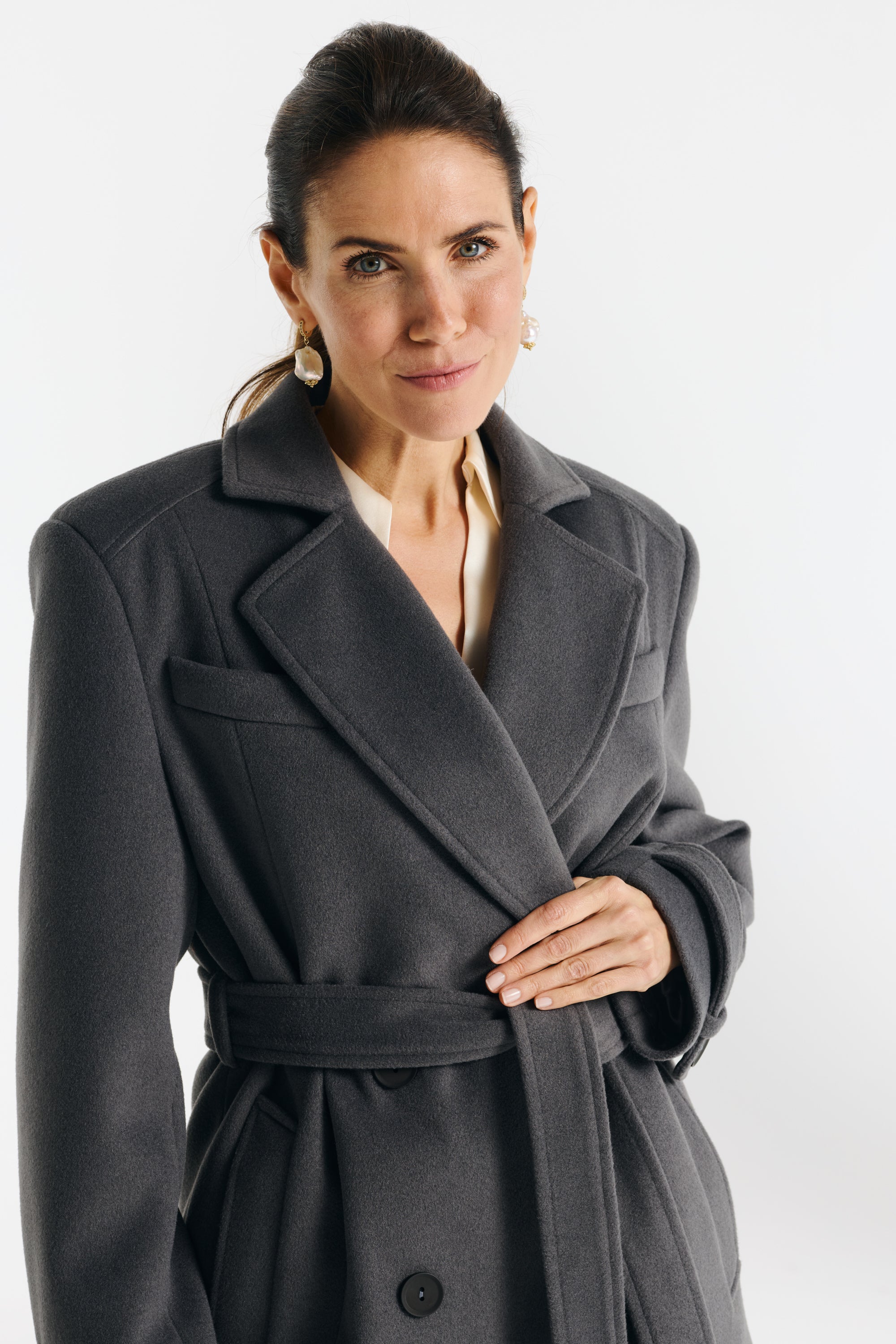 MALWINA midi coat gray