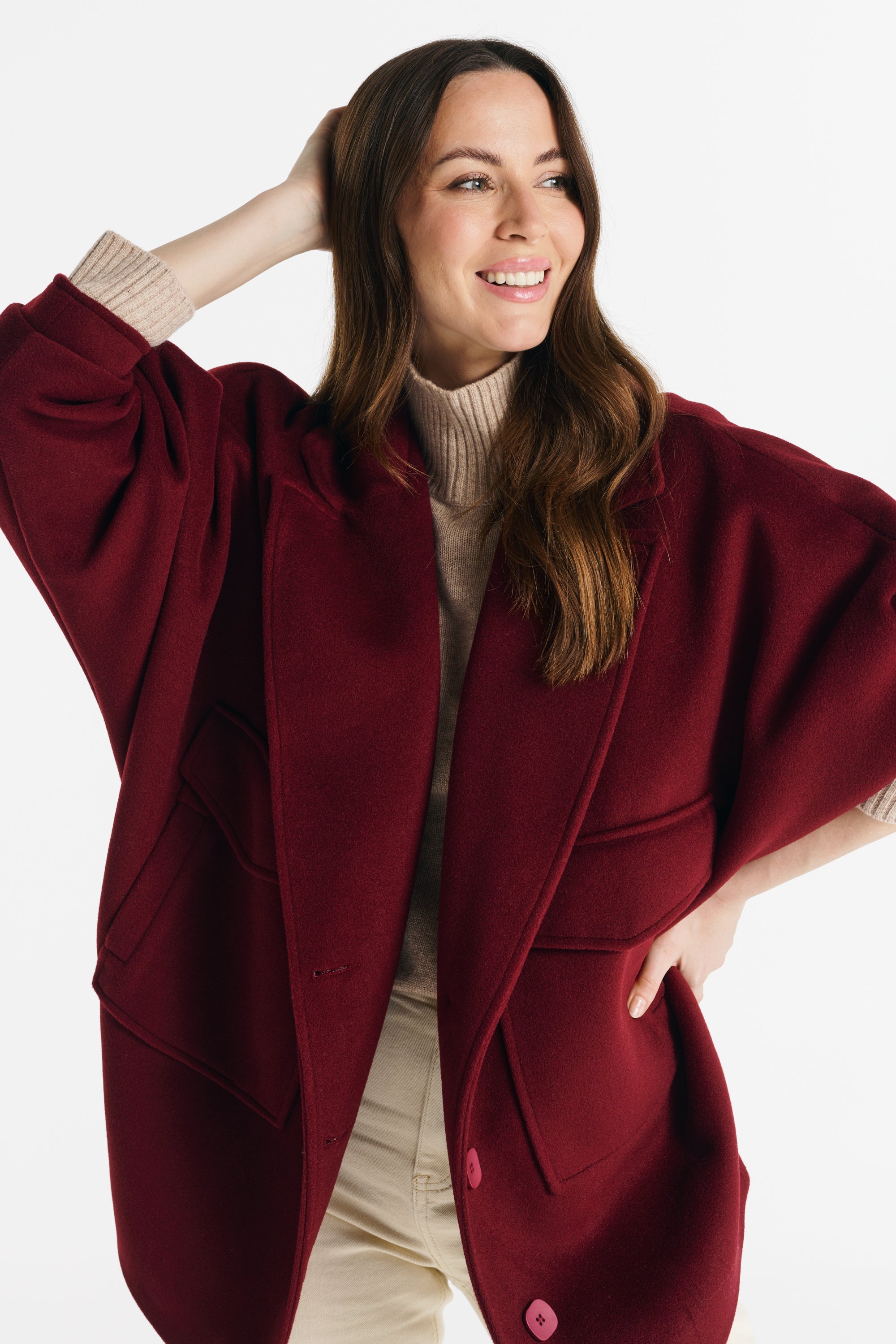 OMENA coat burgundy