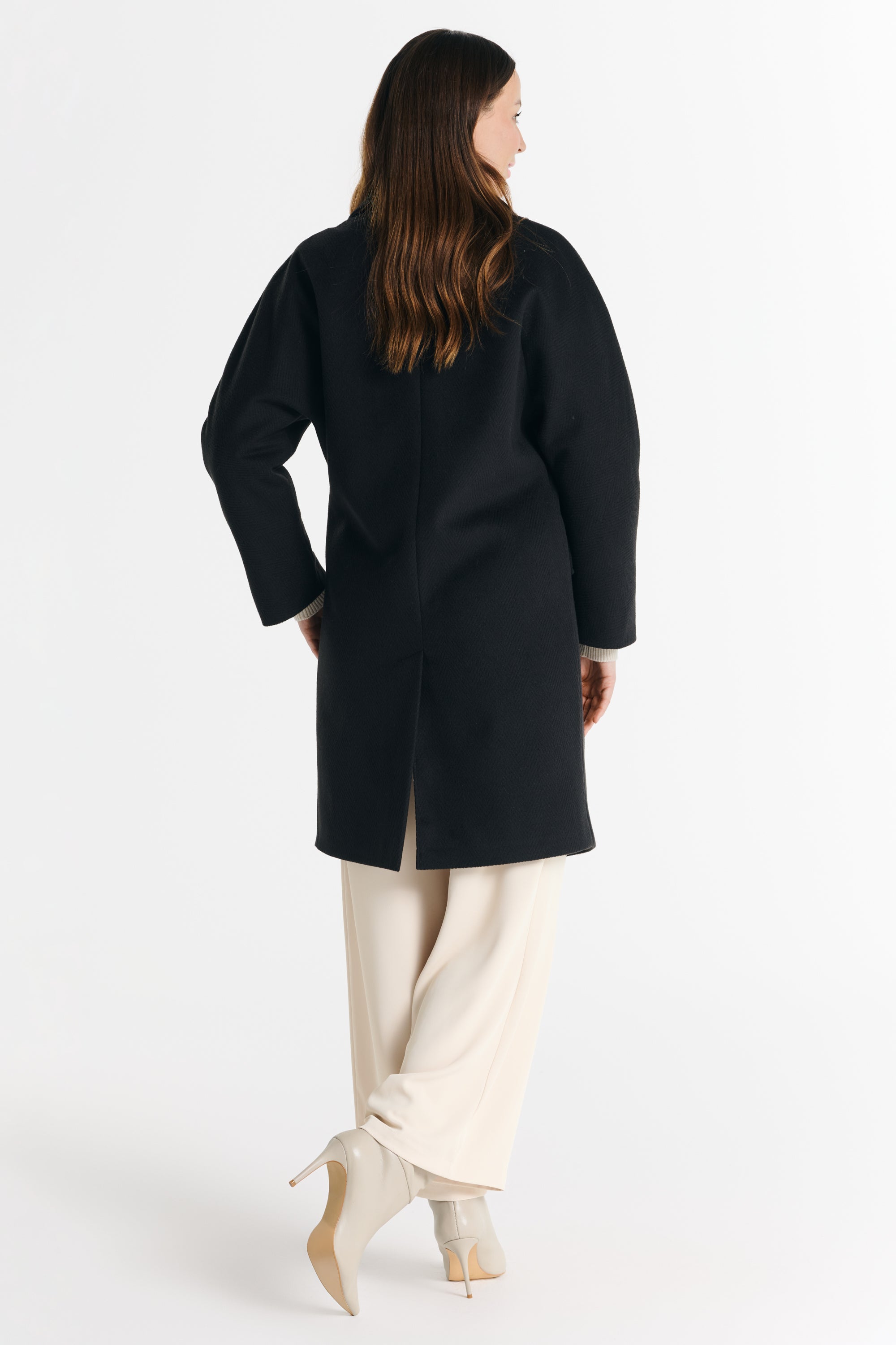 ROBERTA black herringbone coat