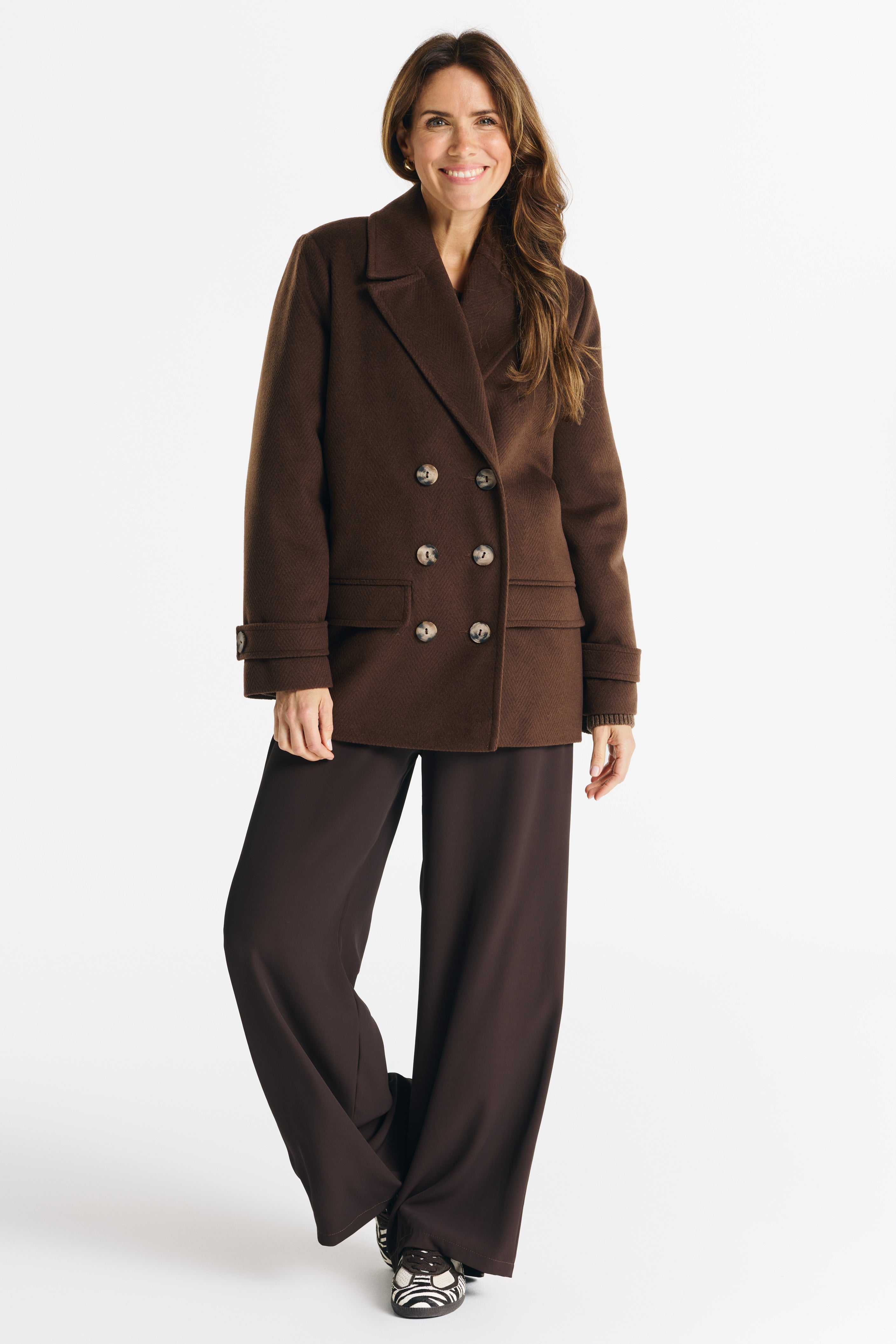 VIOLA chocolate herringbone jacket