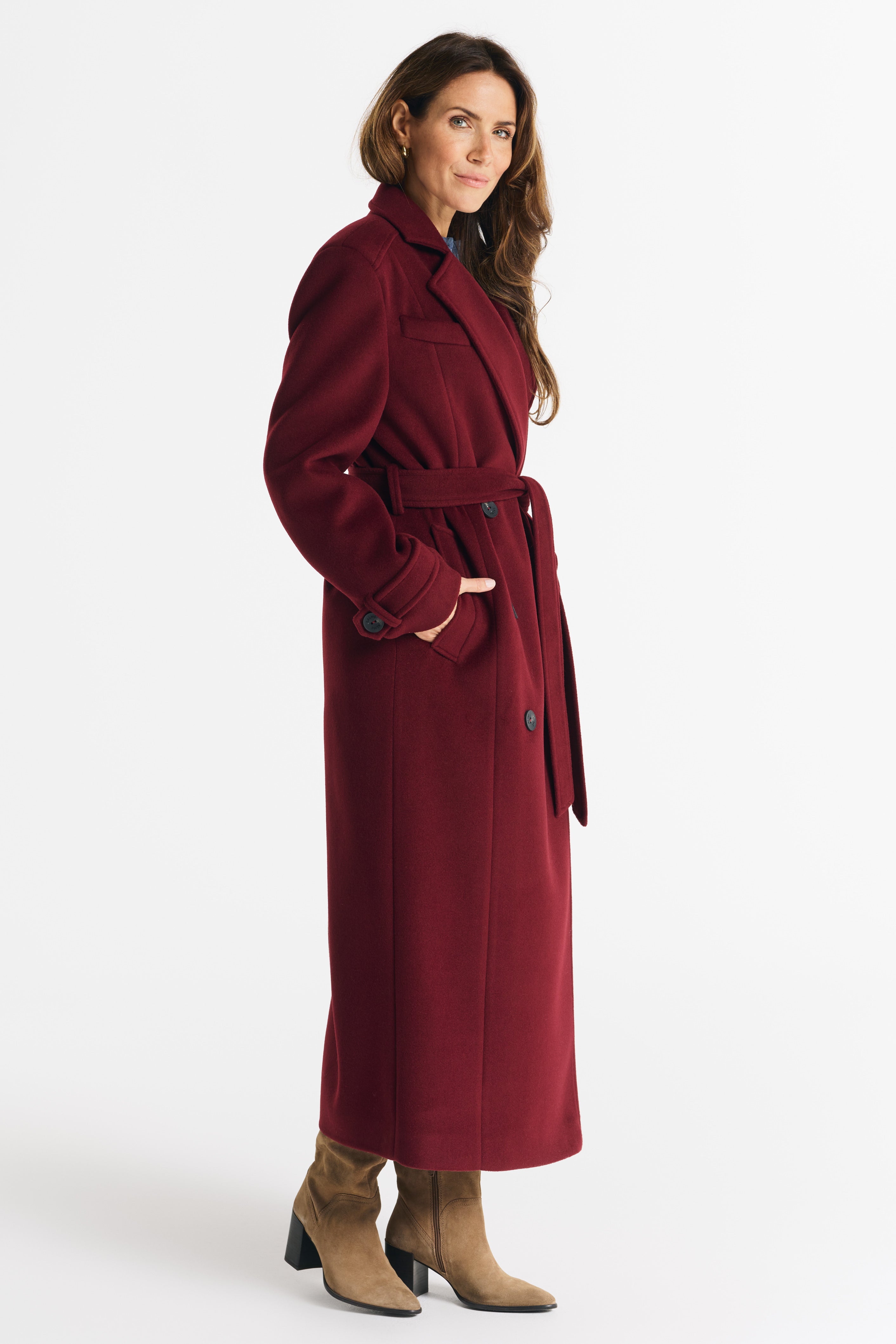 MALWINA maxi coat burgundy
