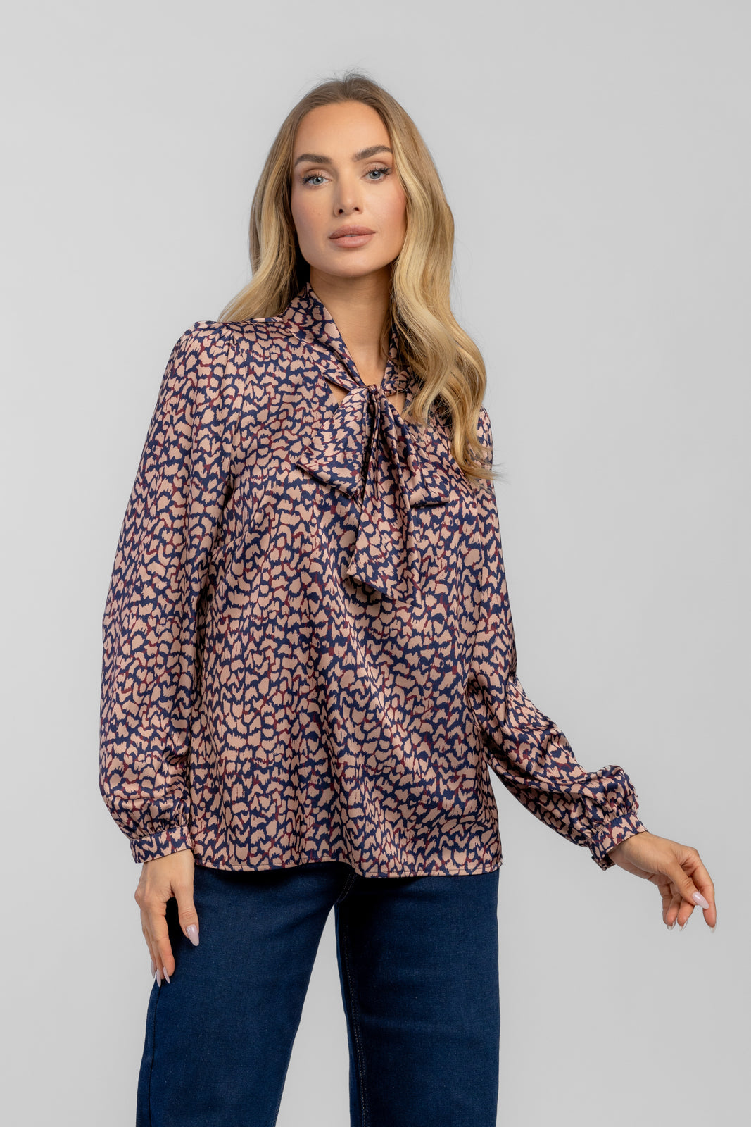 ARIA leopard blouse navy blue