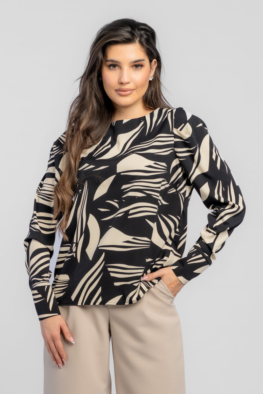 VERA blouse black print