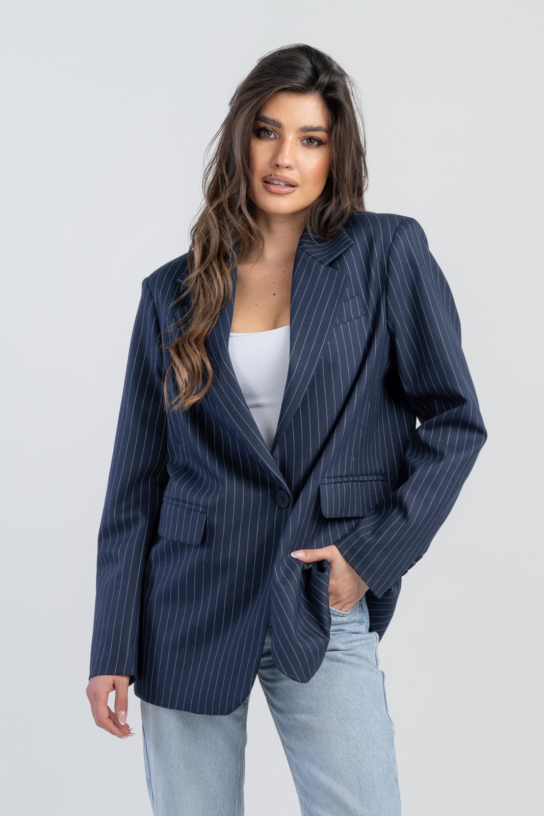 ALISON navy blue striped jacket