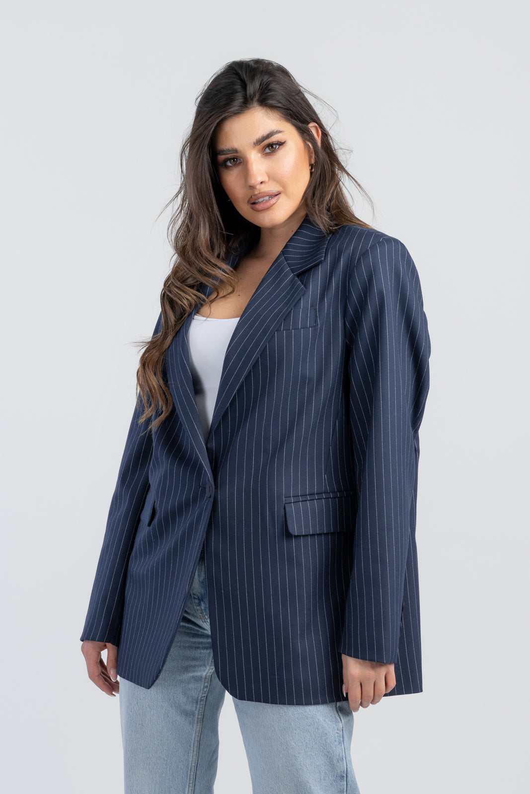 ALISON navy blue striped jacket