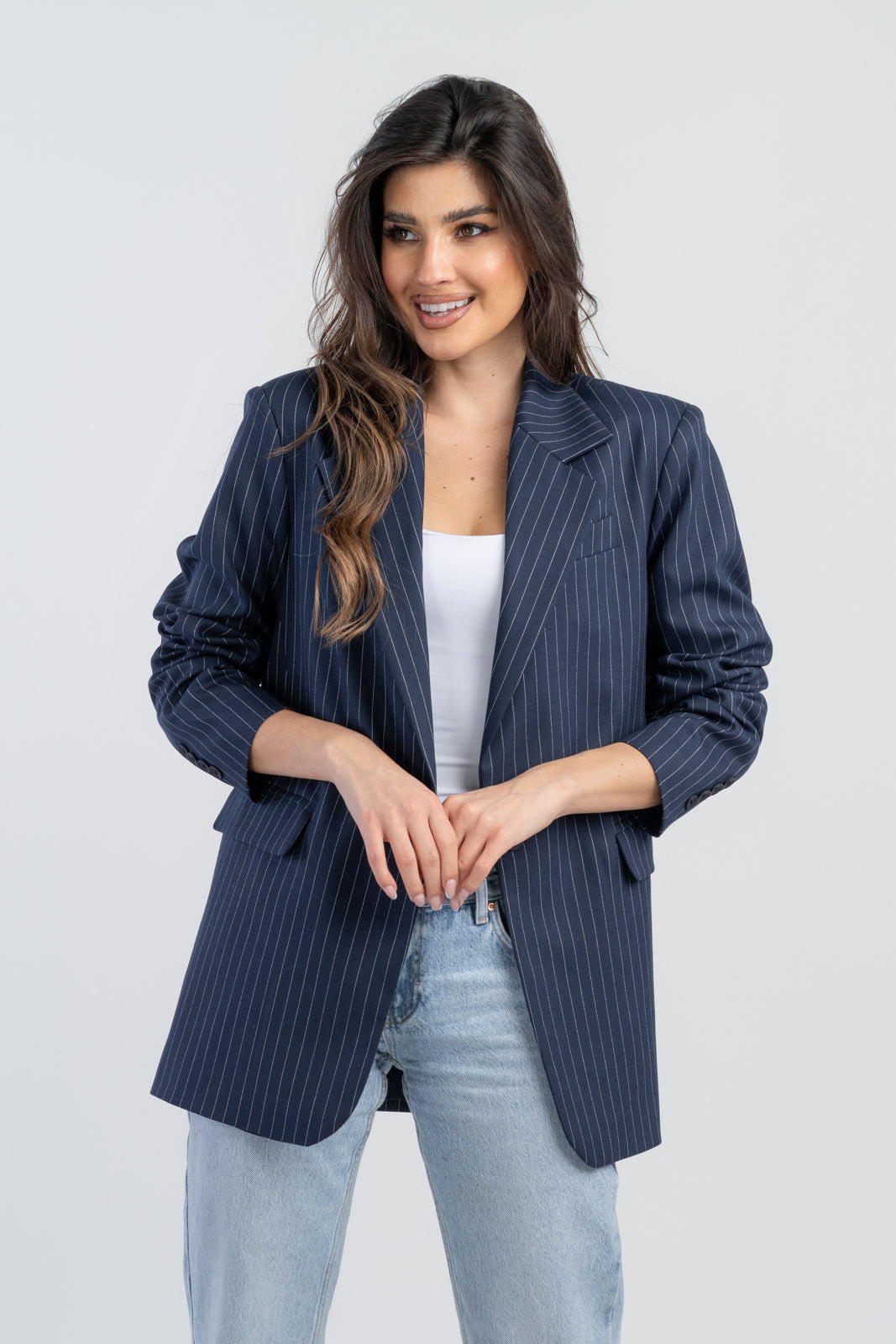 ALISON navy blue striped jacket