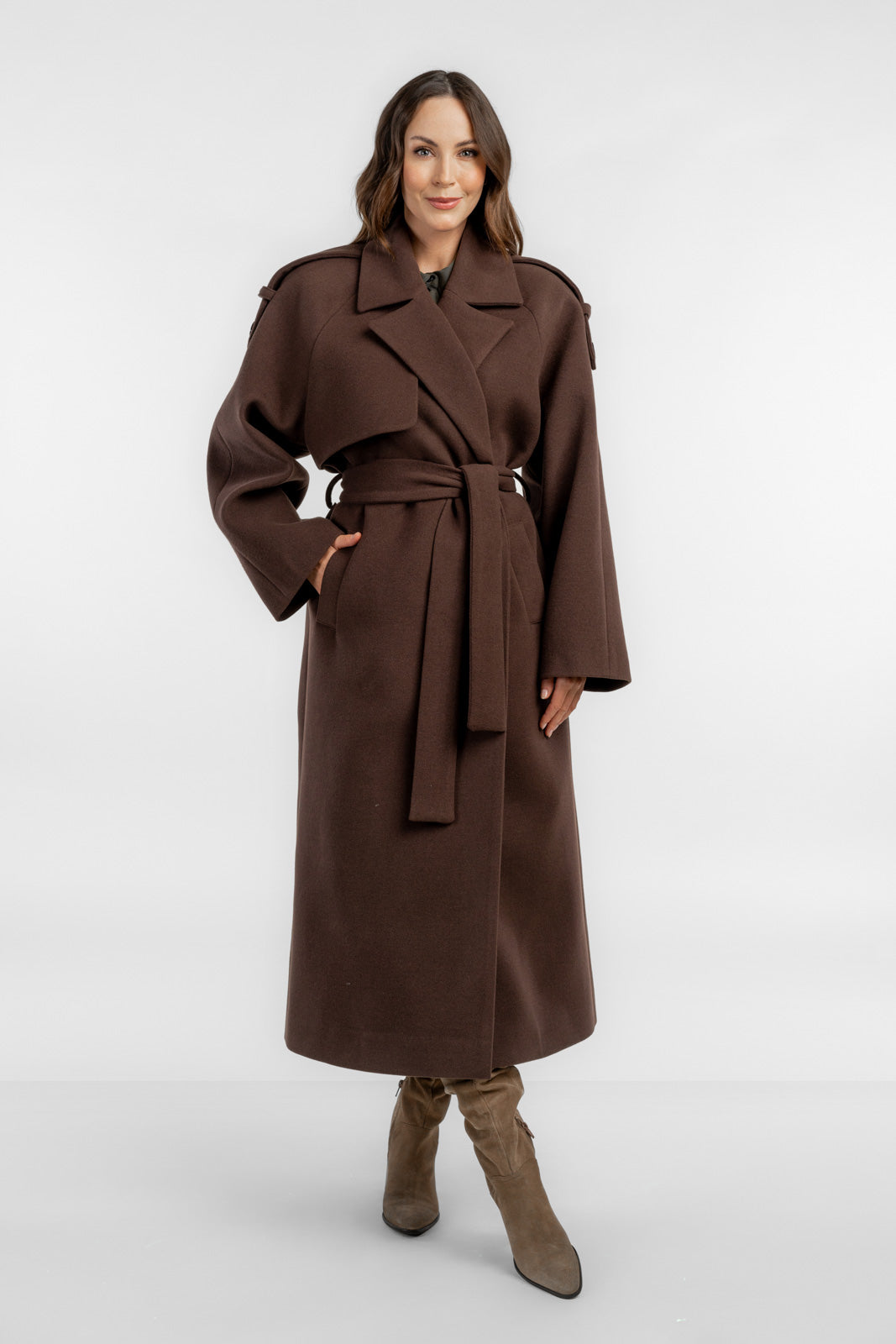 Aliana Chocolate Alpaca Coat - salme.pl