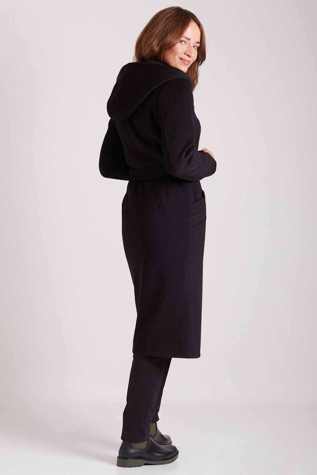 MARIKA black alpaca coat