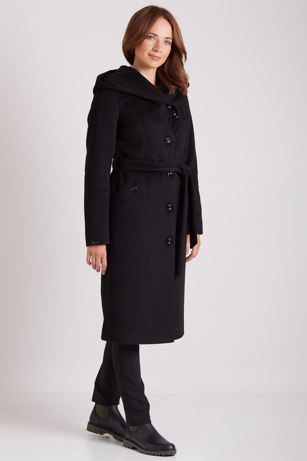 MARIKA black alpaca coat