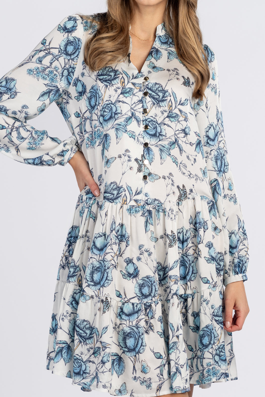 AURORA dress blue flowers