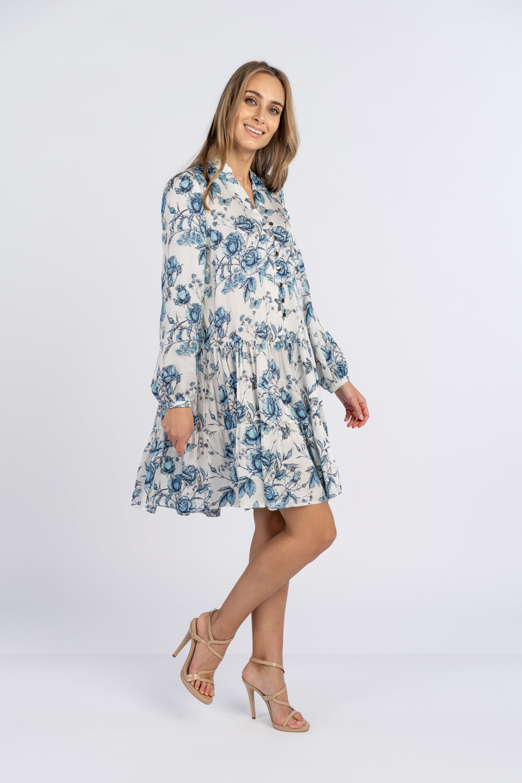 AURORA dress blue flowers