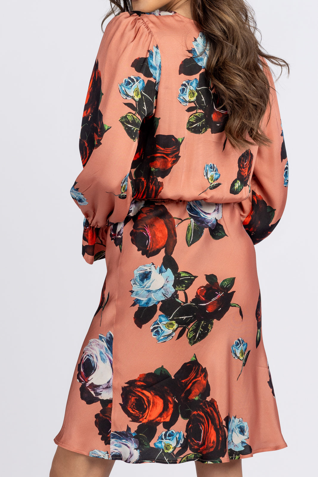 LEA dress, orange with roses