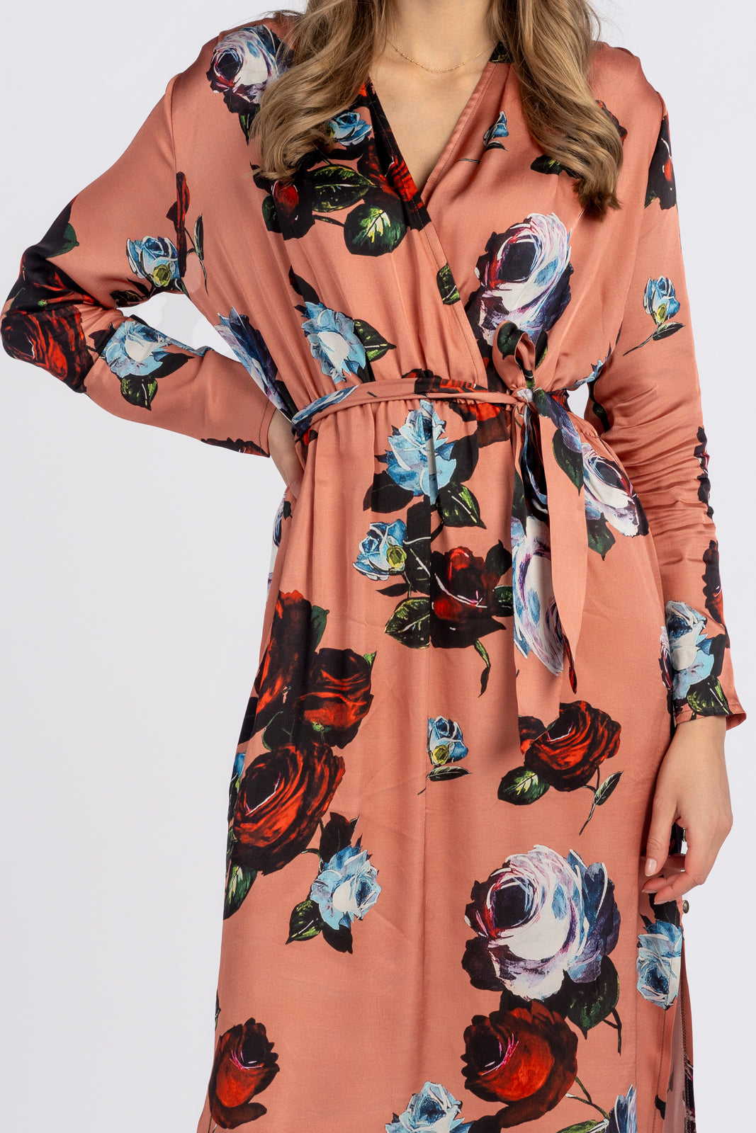 SELENA dress, orange with roses