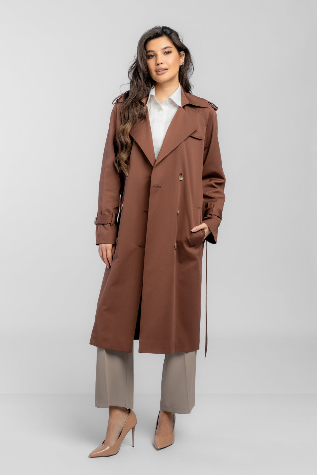 ADRIANNA chocolate trench coat