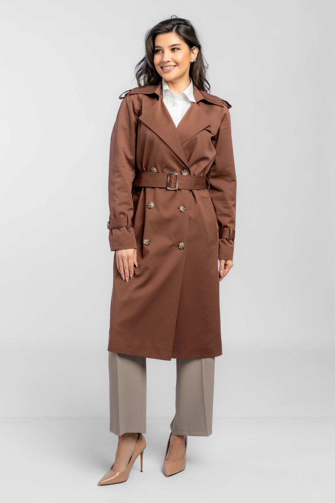 ADRIANNA chocolate trench coat