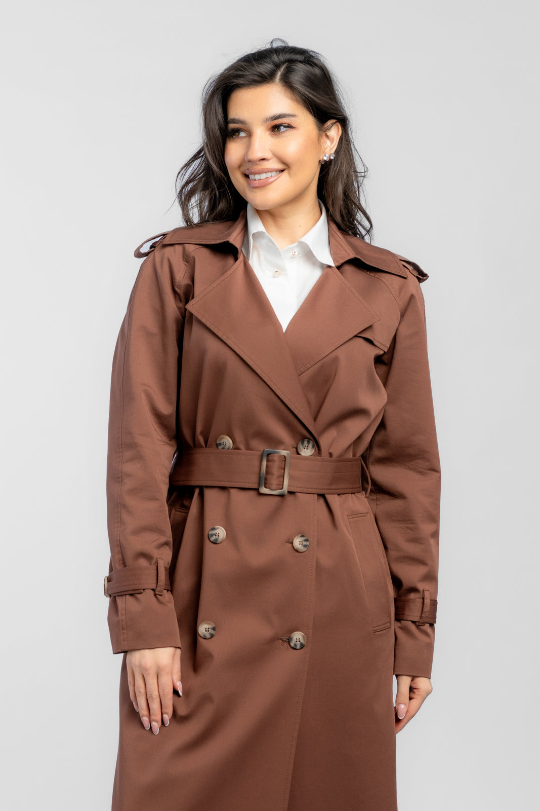 ADRIANNA chocolate trench coat