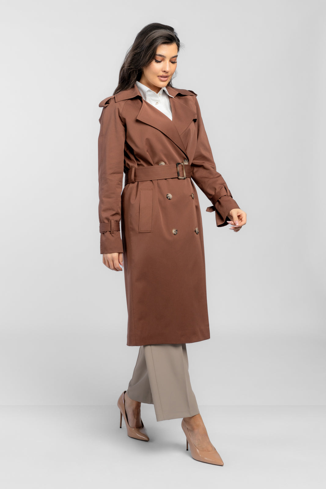 ADRIANNA chocolate trench coat