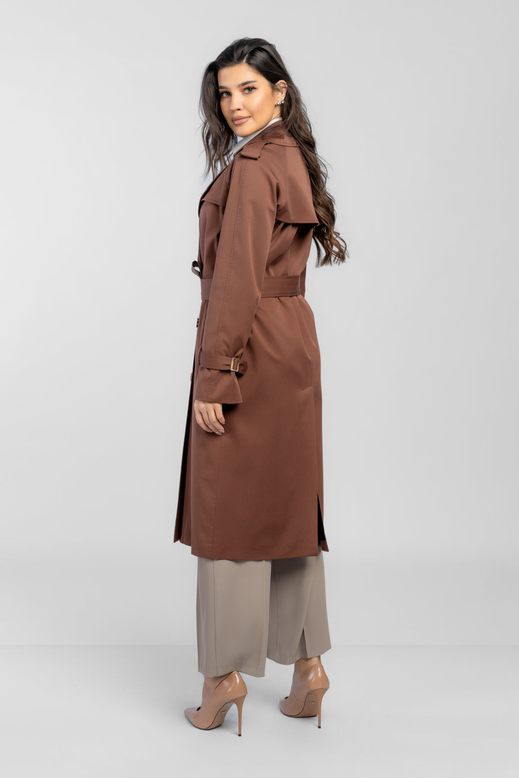 ADRIANNA chocolate trench coat