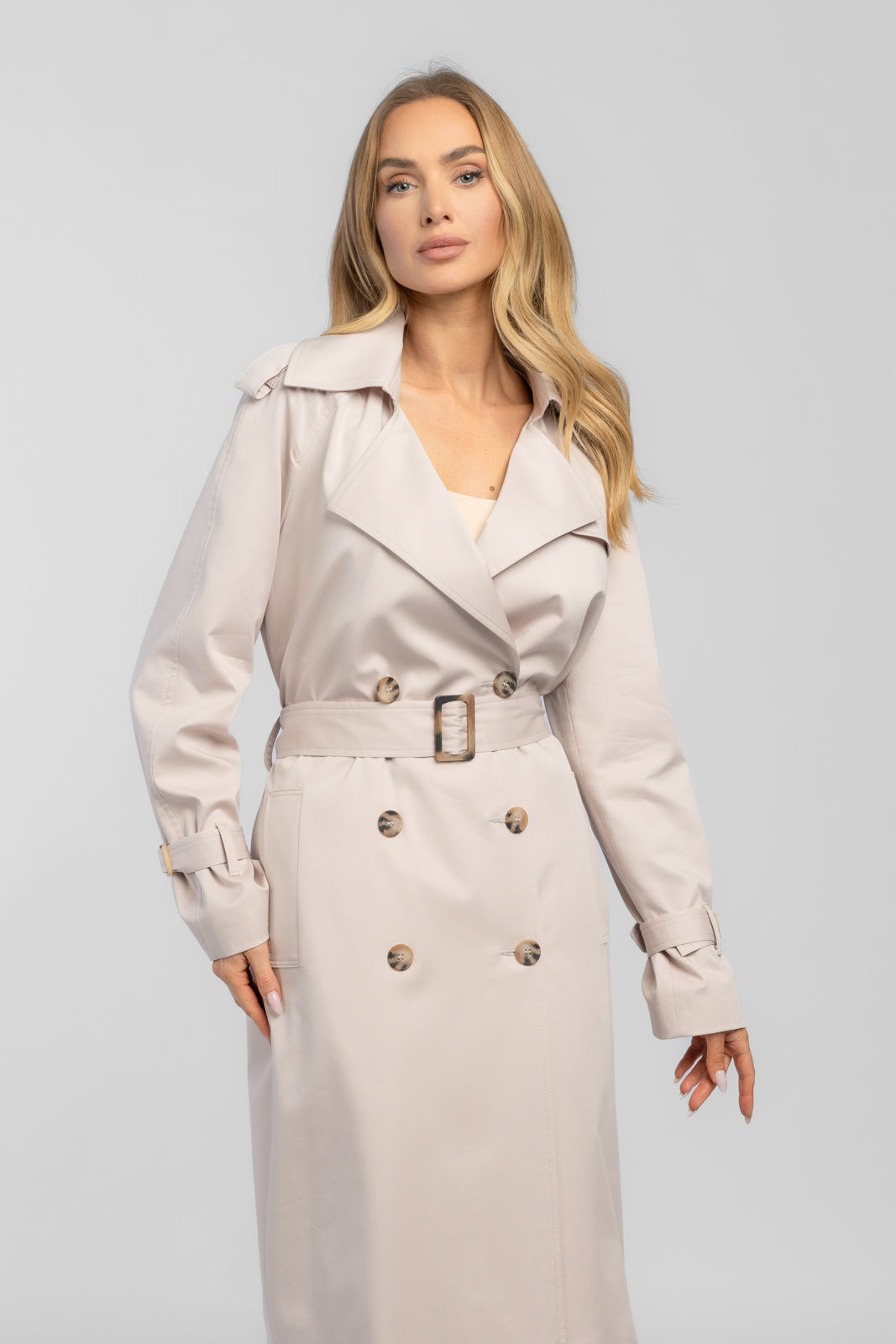 ADRIANNA latte trench coat